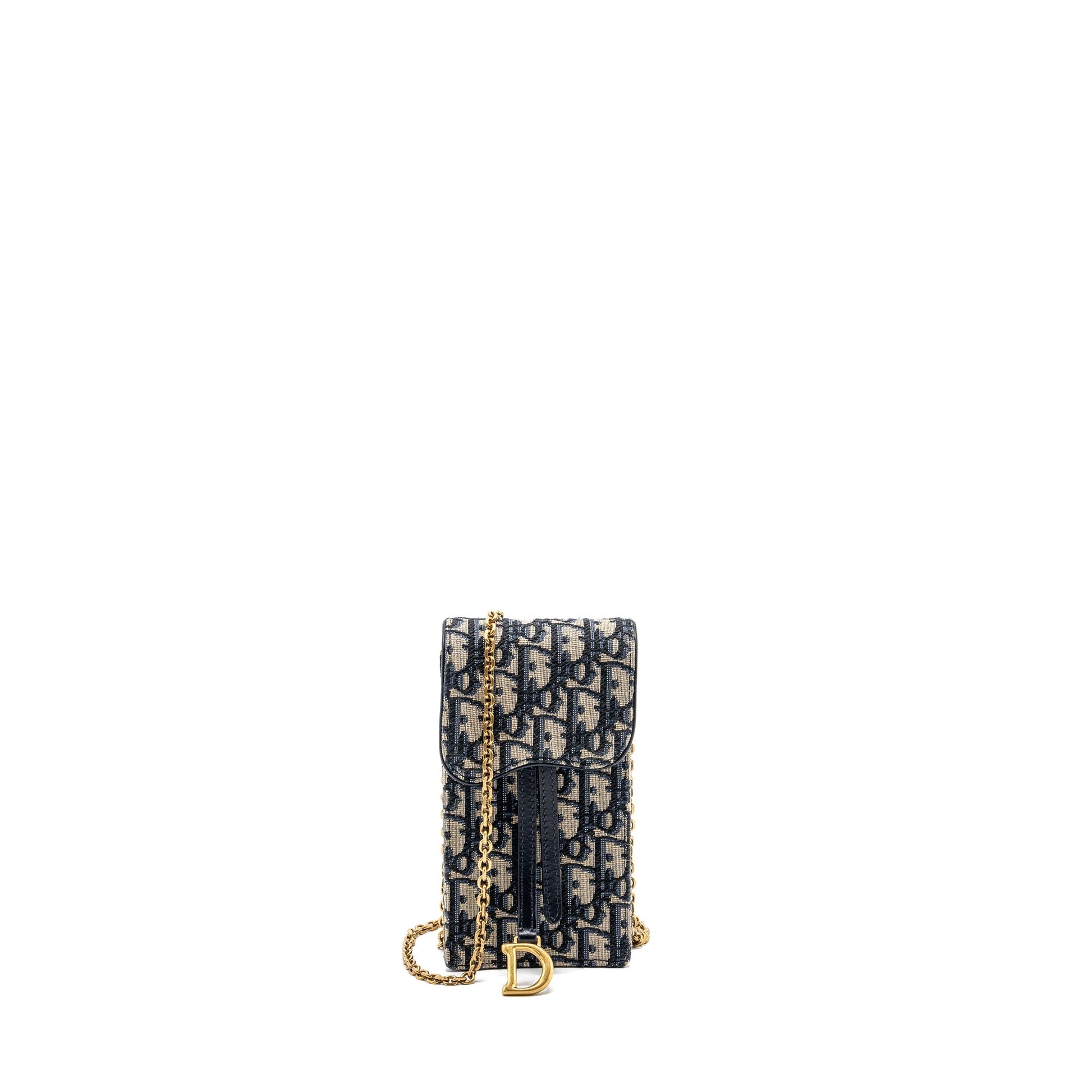 Dior Saddle Phone Pouch Oblique Jacquard Handbag Blue Travel Bag