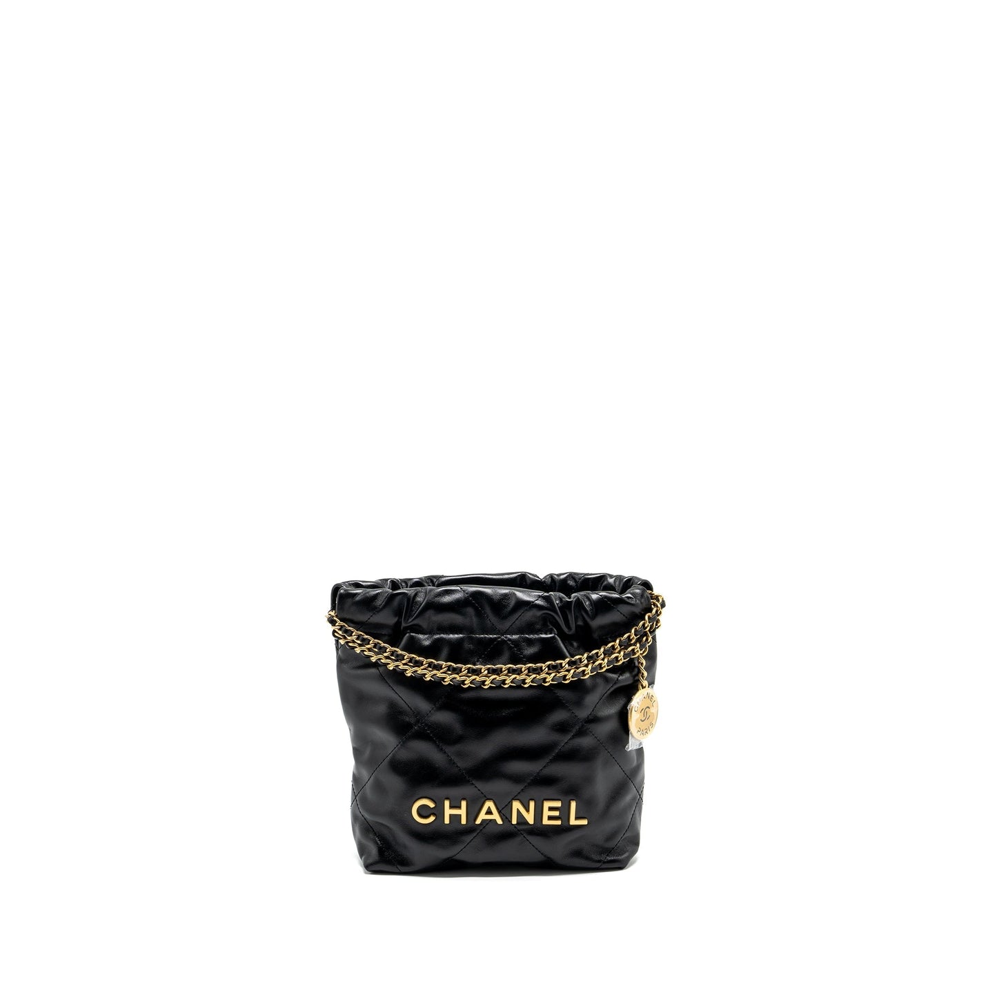 Chanel 22 Shiny Calfskin GHW Microchip Black Mini Bag Microchip 4