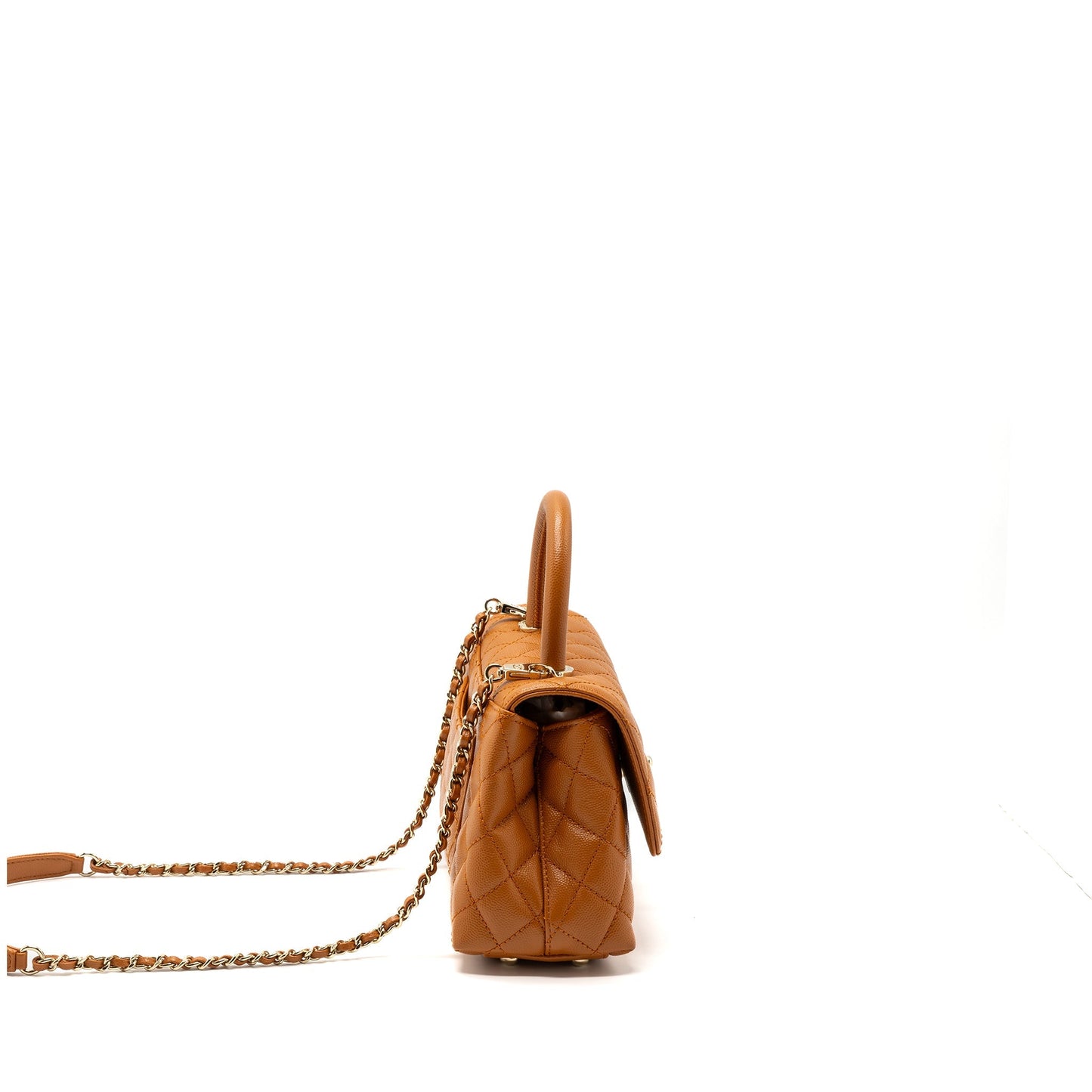 Chanel COCO HANDLE CAVIAR CARAMEL GHW Microchip Small Handbag