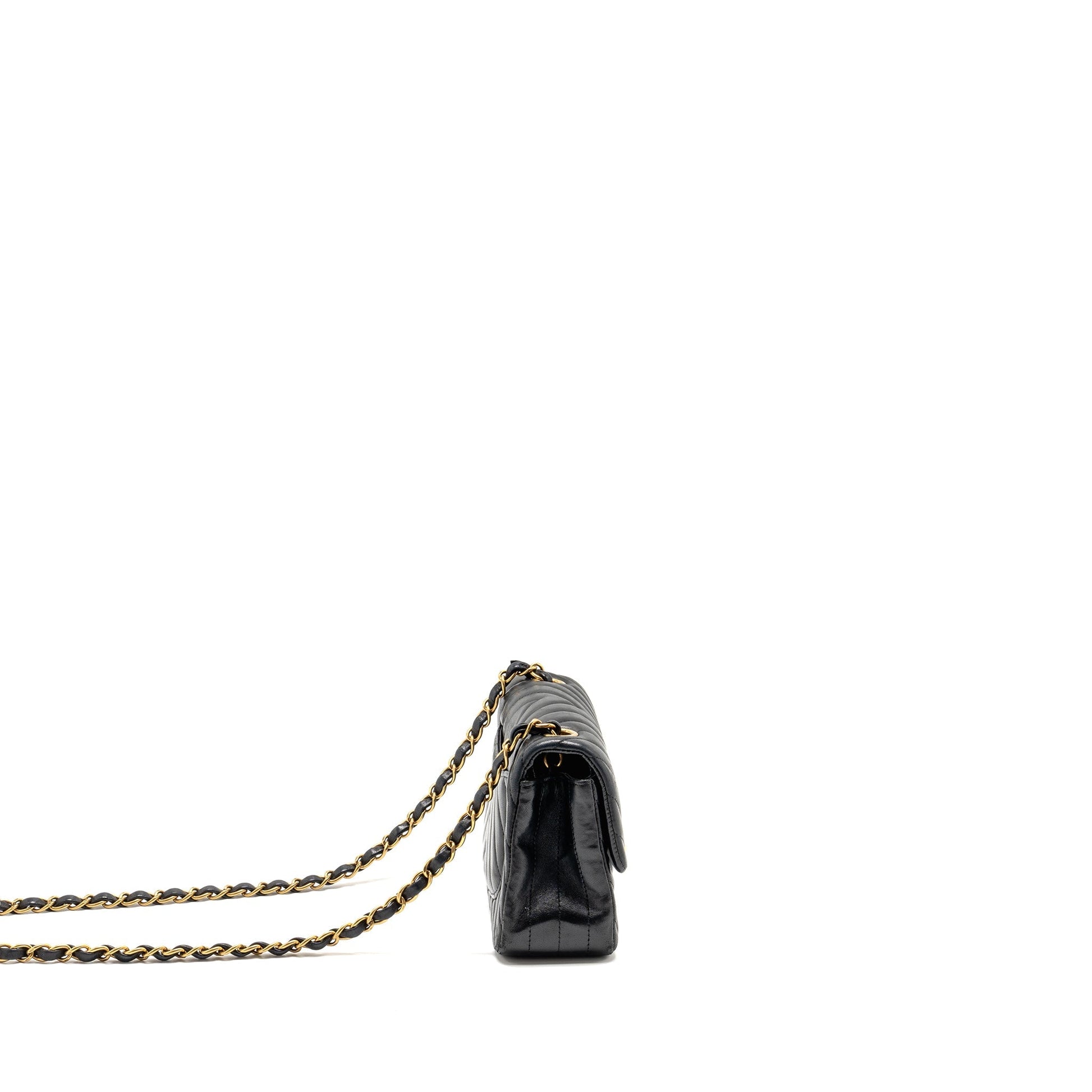 Chanel Rectangular Flap Chevron Lambskin GHW Black Shoulder Bag