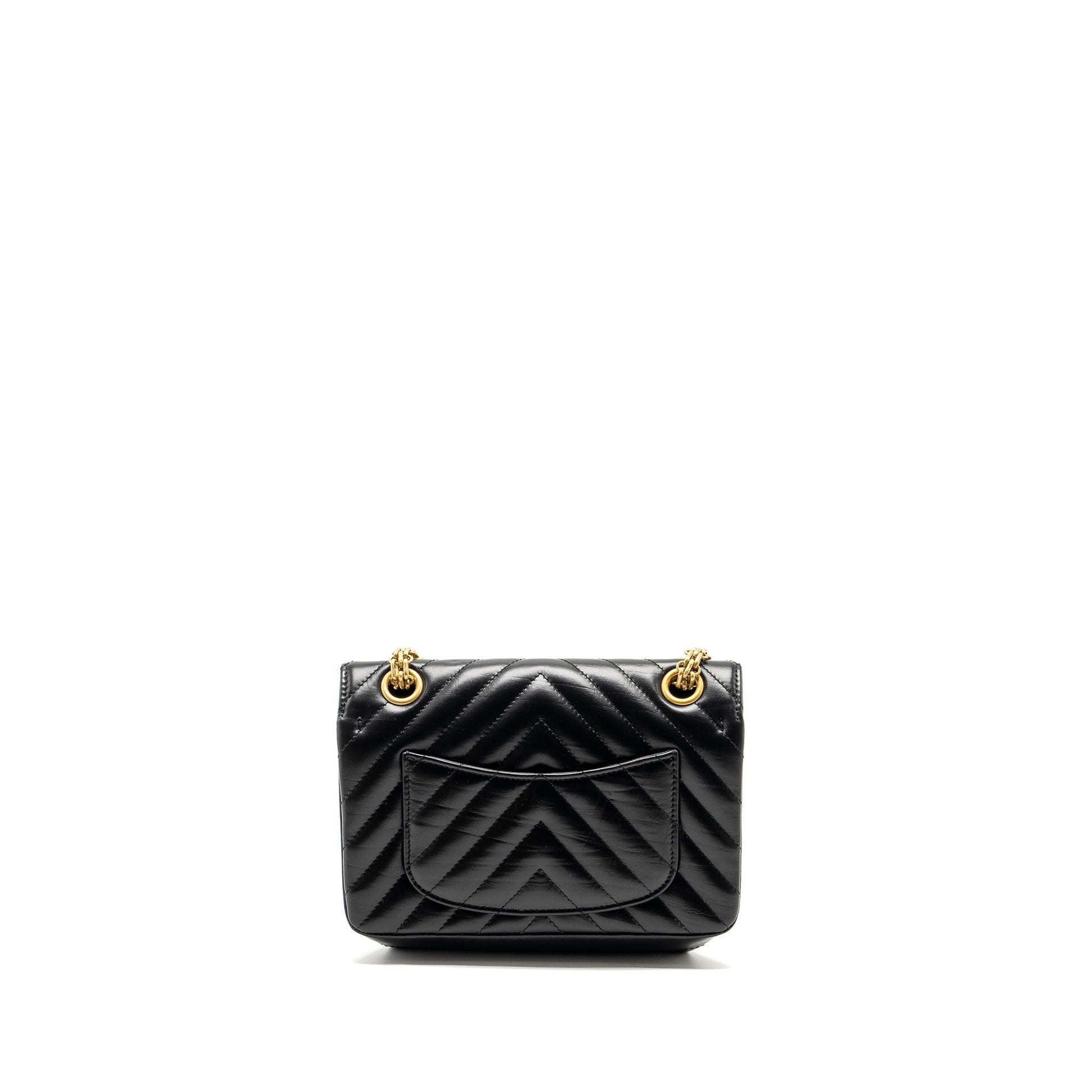 Chanel 2.55 Reissue Chevron Calfskin GHW Microchip Black Mini Bag