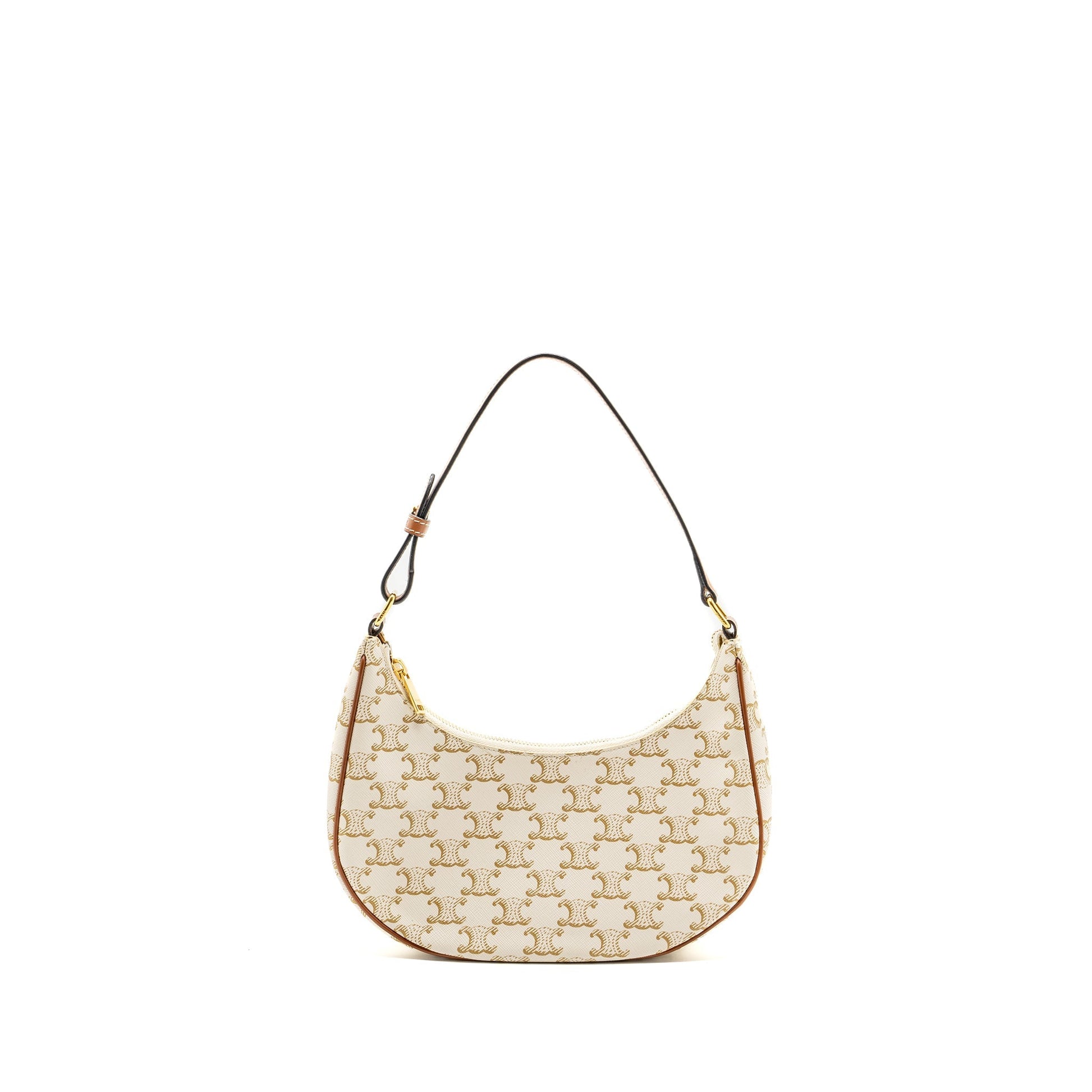 Celine Ava Purse Triomphe Calfskin Handbag Canvas White Travel Bag