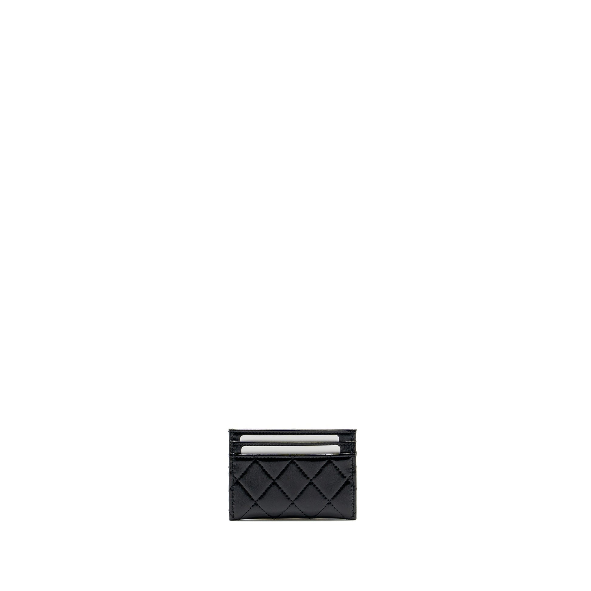 Chanel 31 card holder shiny goatskin LGHW Black Wallet Case