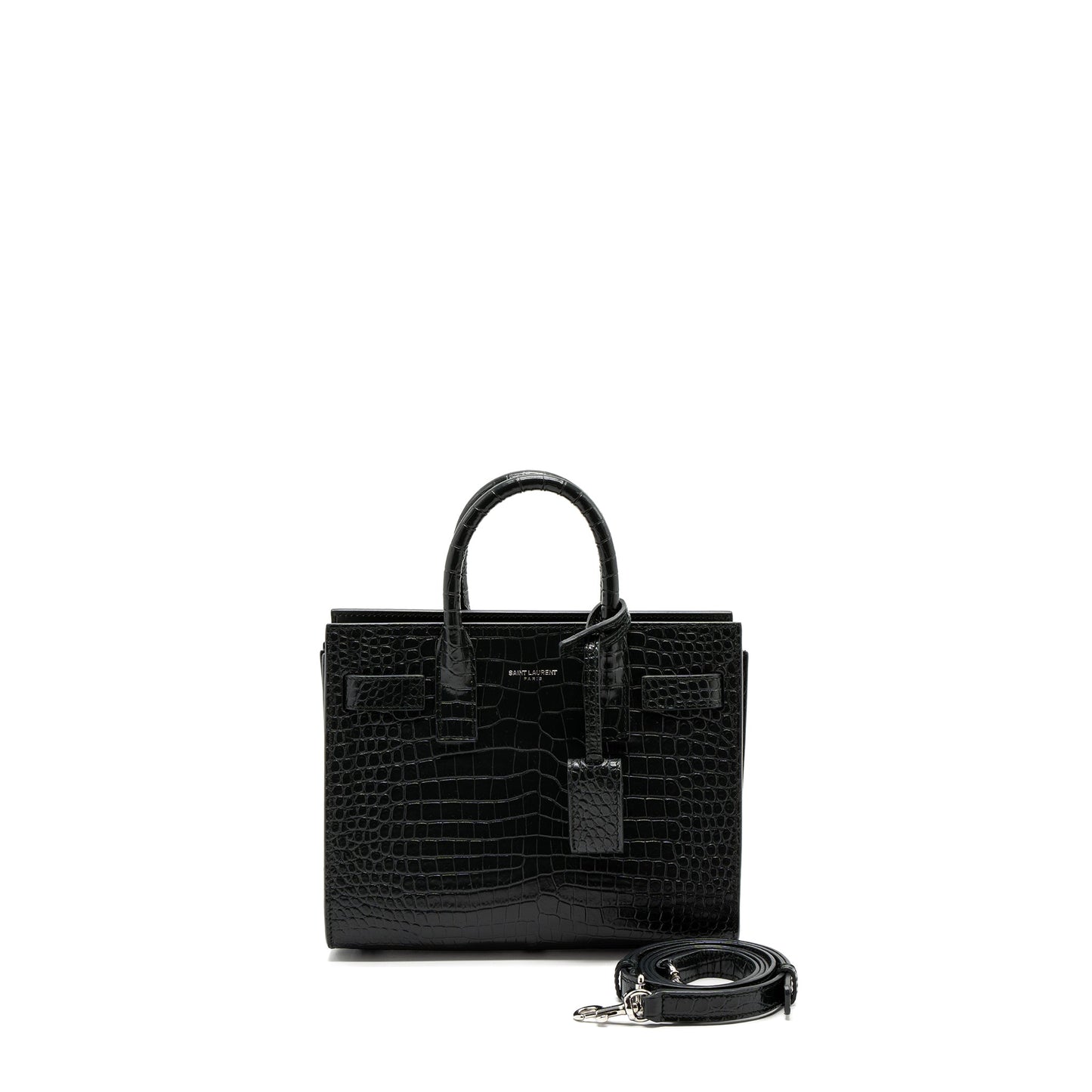 YSL Saint Laurent Saint Laurent Sac De Jour Nano Crocodile Green Travel Bag