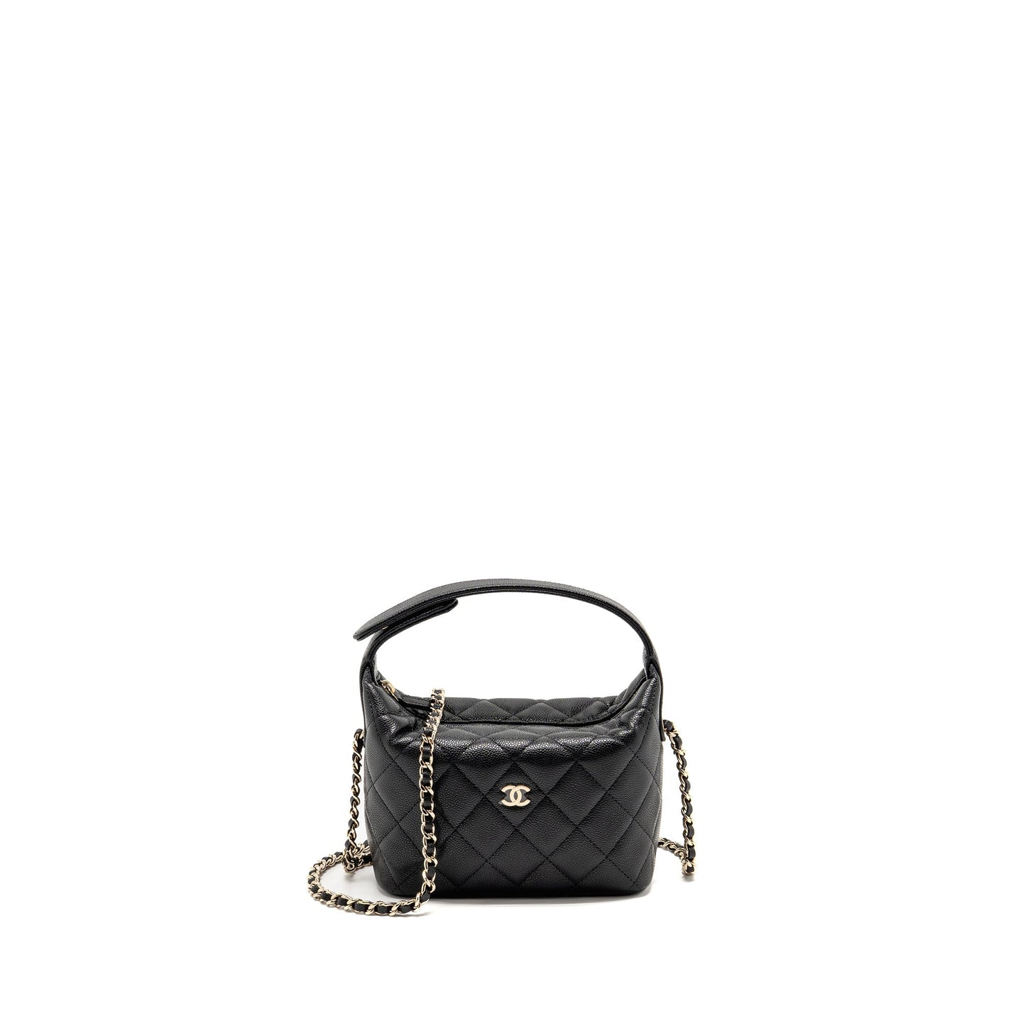 Chanel Quilted Hobo Caviar LGHW Microchip Black Shoulder Bag