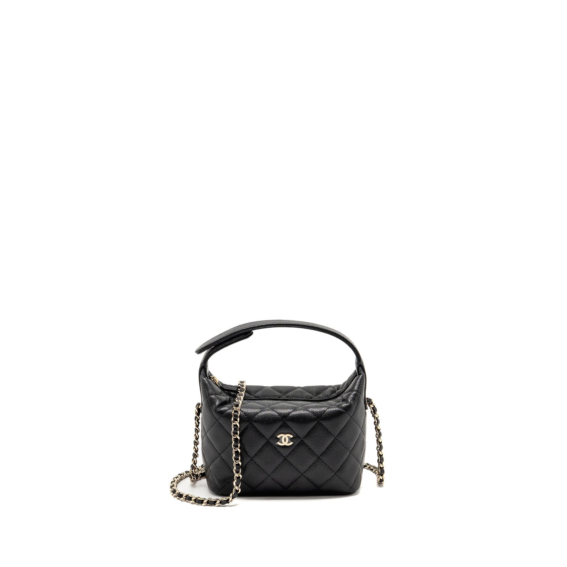 Chanel Quilted Hobo Caviar LGHW Microchip Black Shoulder Bag