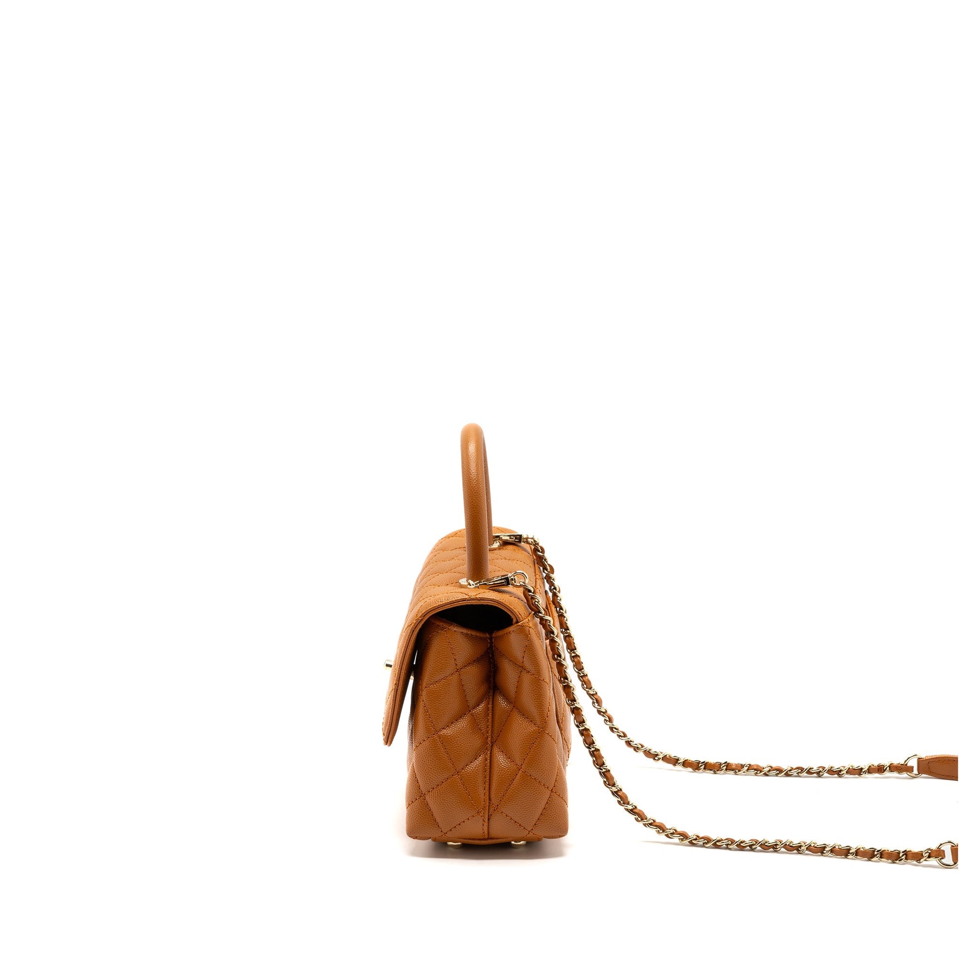 Chanel COCO HANDLE CAVIAR CARAMEL GHW Microchip Small Handbag