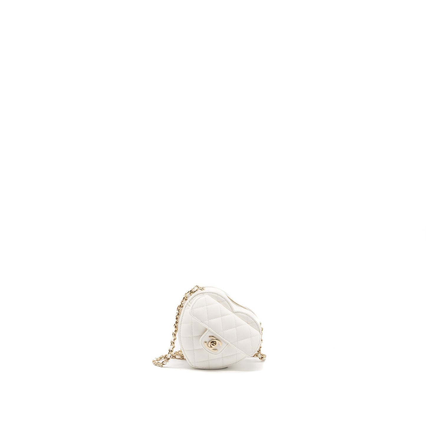 Chanel 22S Heart Lambskin LGHW White Small Handbag