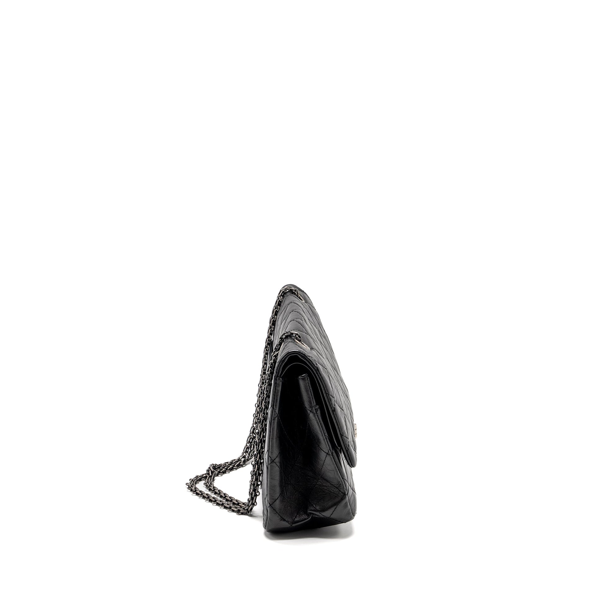 Chanel 2.55 227 Reissue Flap Aged Calfskin Black Shoulder Bag Ruthenium Hardware