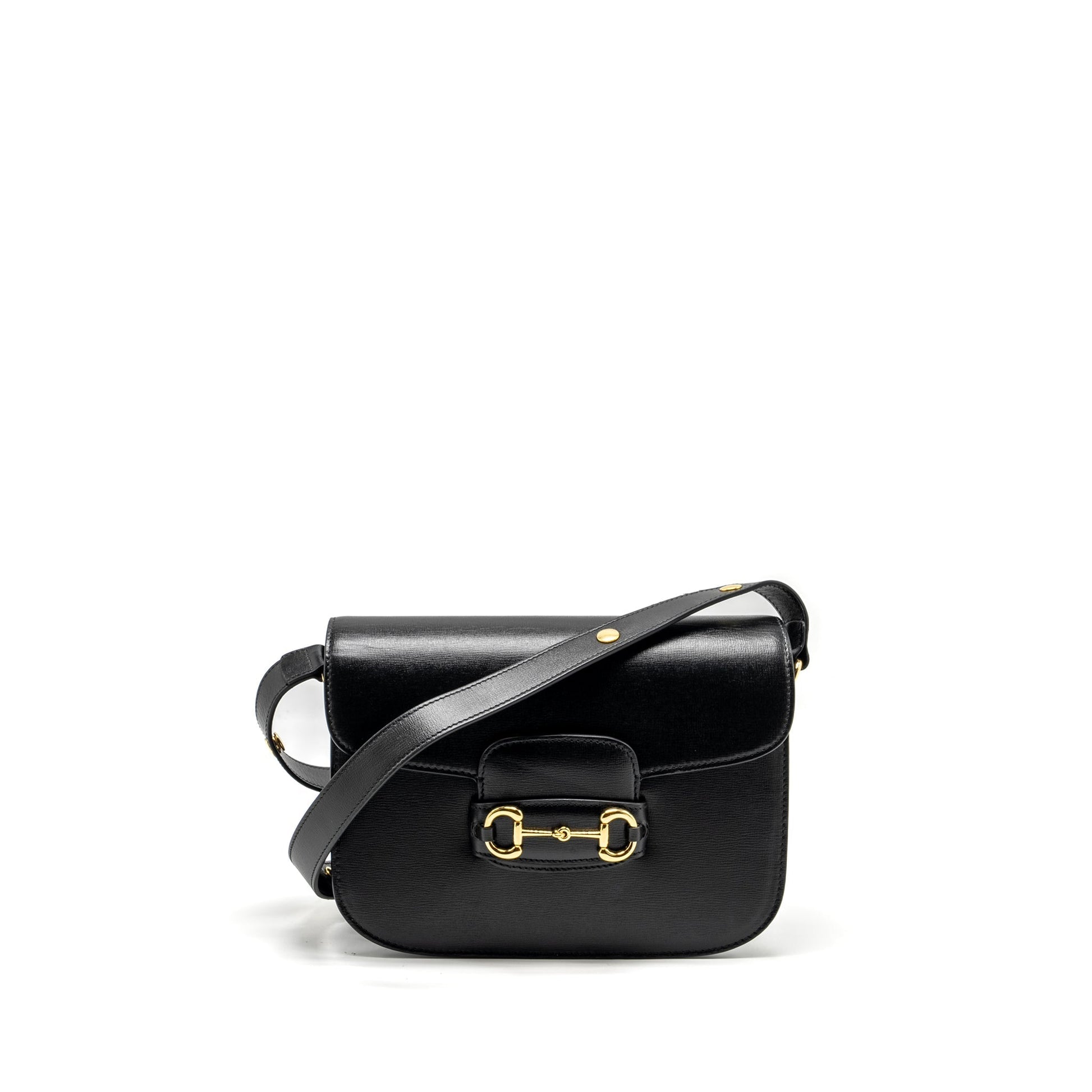 Gucci Horsebit Shoulder Bag Calfskin Black