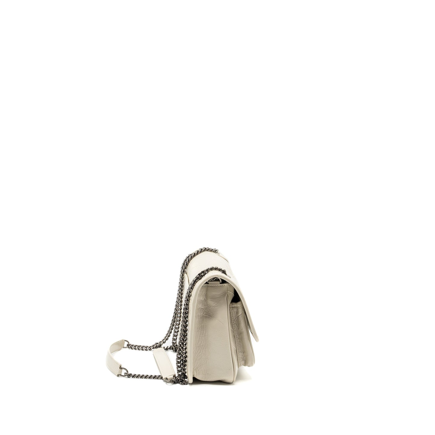 YSL Saint Laurent Niki Purse Calfskin White Baby Flap Travel Bag