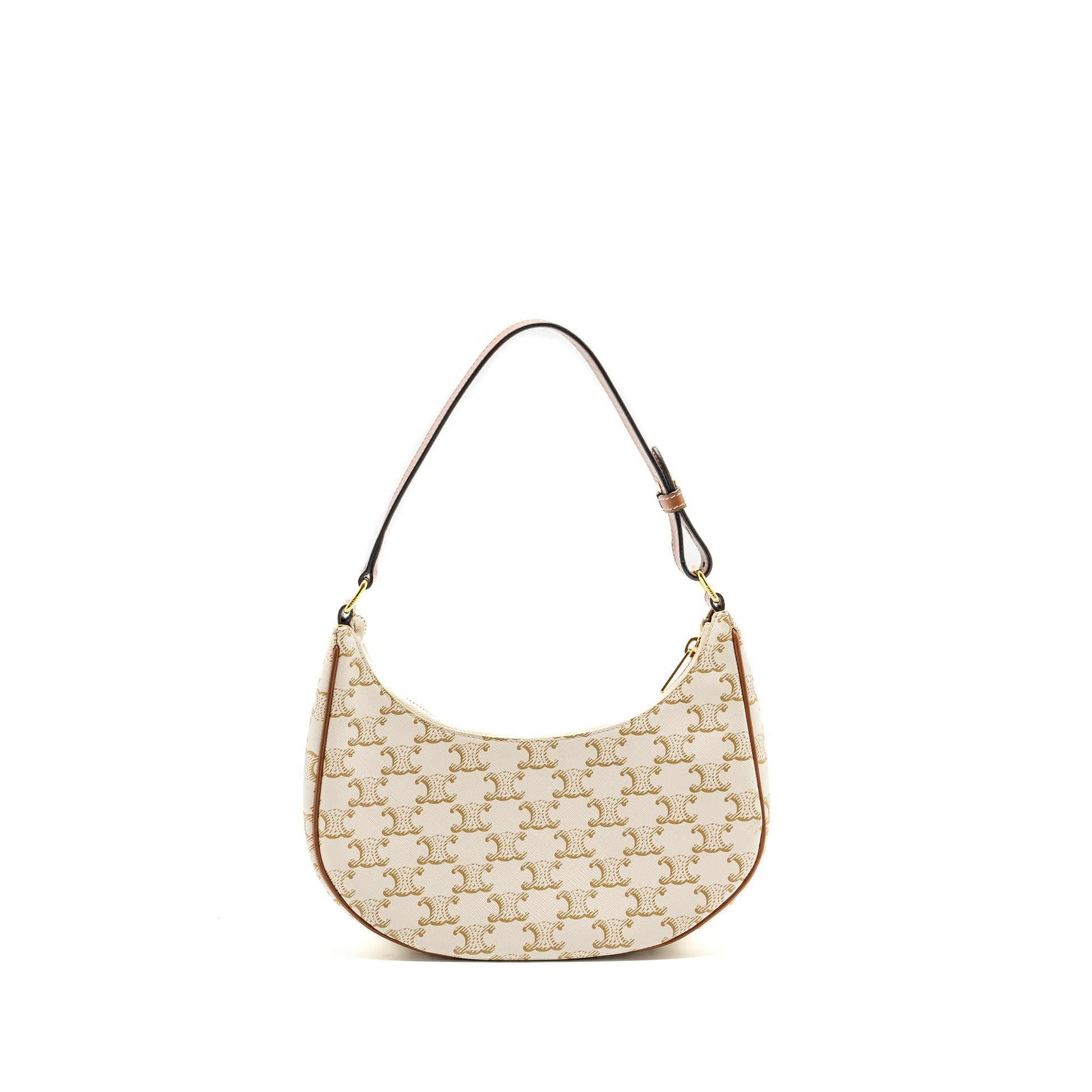 Celine Ava Purse Triomphe Calfskin Handbag Canvas White Travel Bag