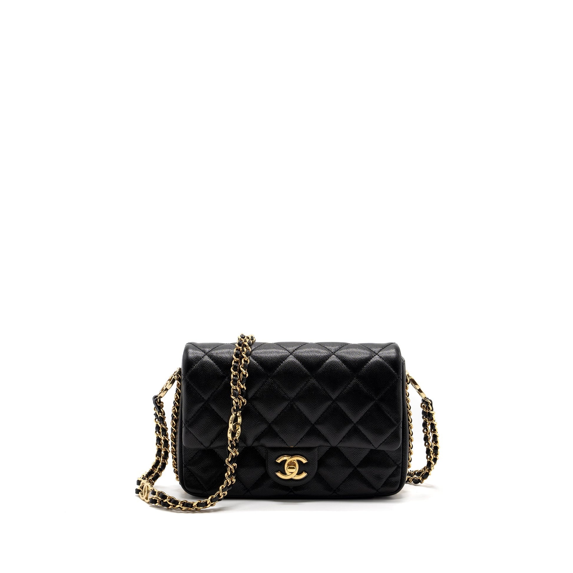 Chanel 23C flap cc logo caviar GHW Black Shoulder Bag