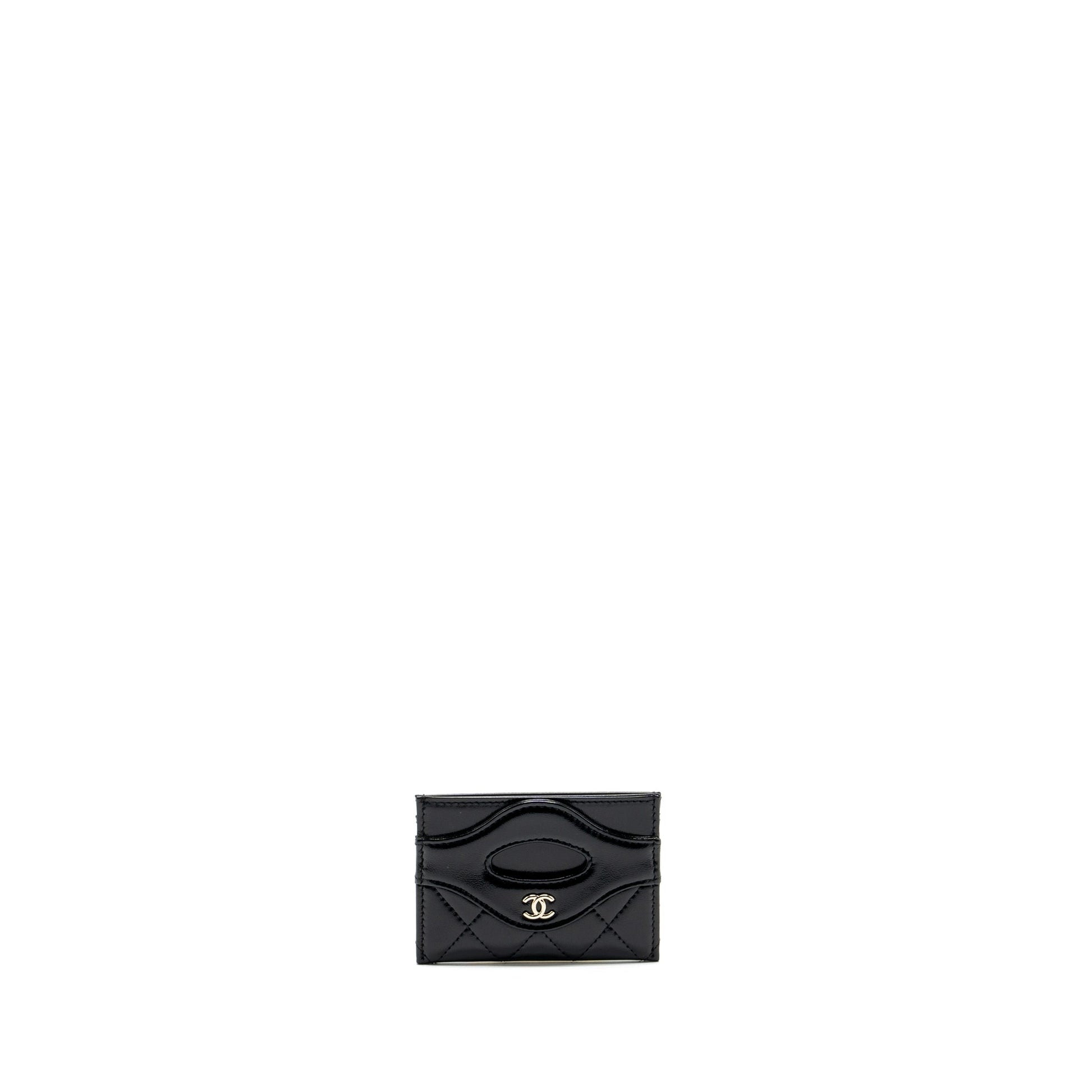 Chanel 31 card holder shiny goatskin LGHW Black Wallet Case