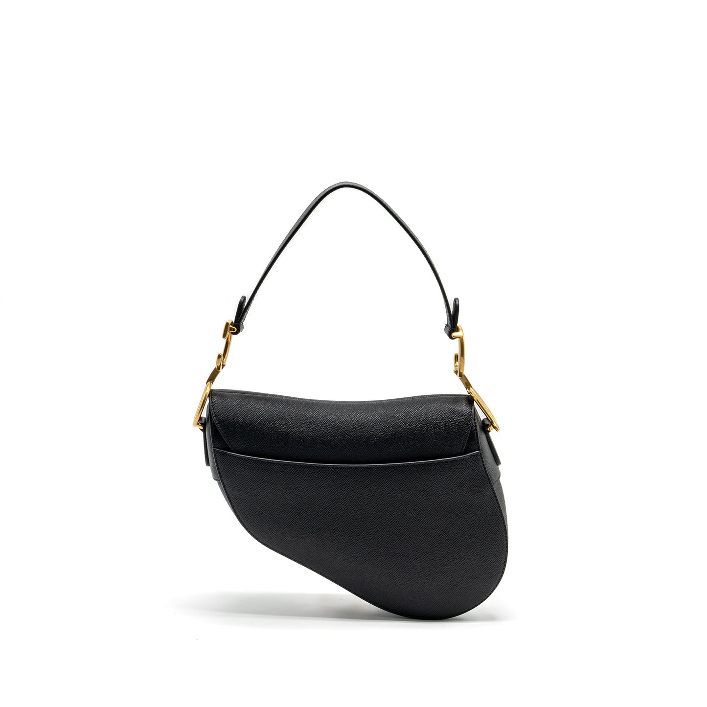 Dior Saddle Purse With Strap Calfskin Handbag Black Medium Travel Bag