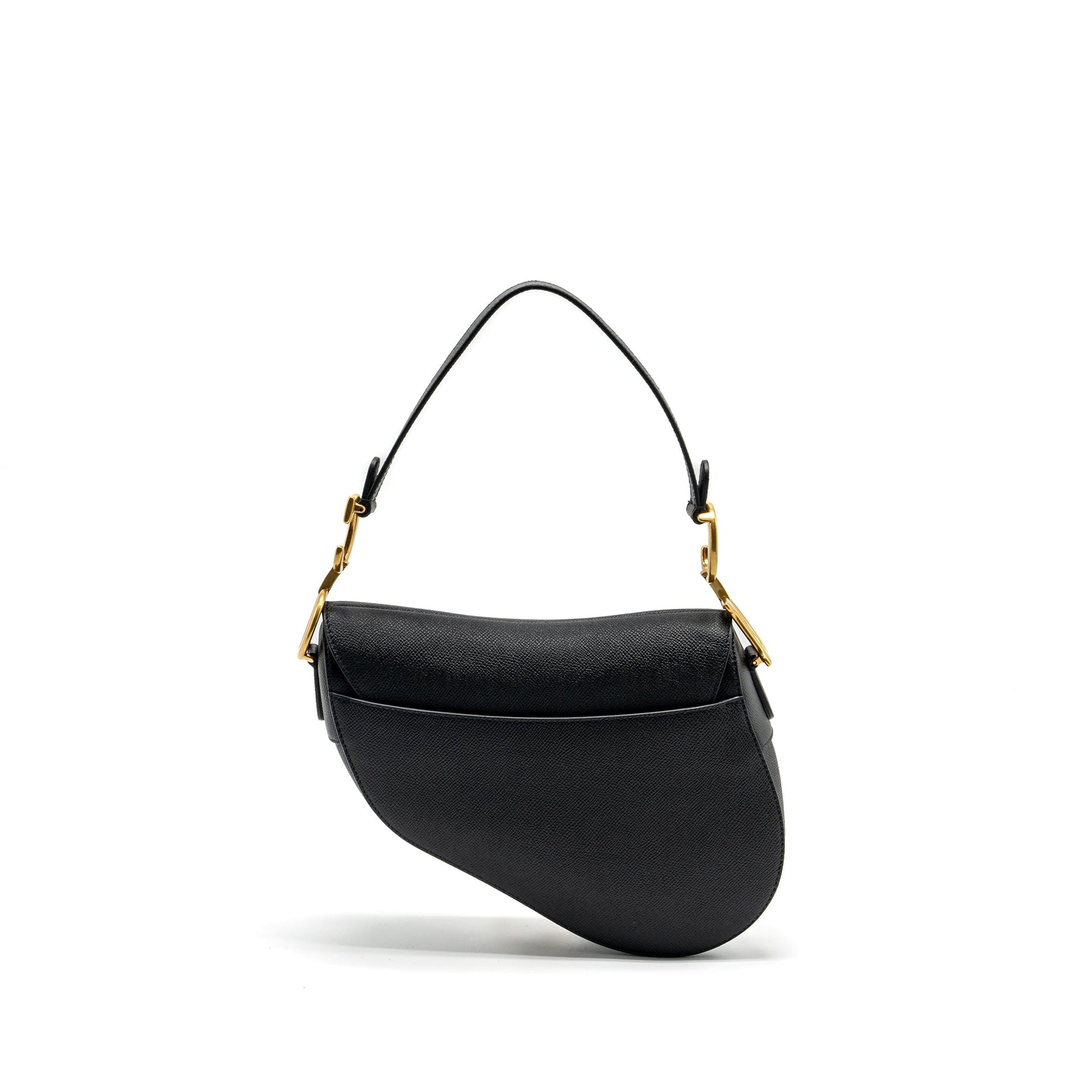 Dior Saddle Purse With Strap Calfskin Handbag Black Medium Travel Bag