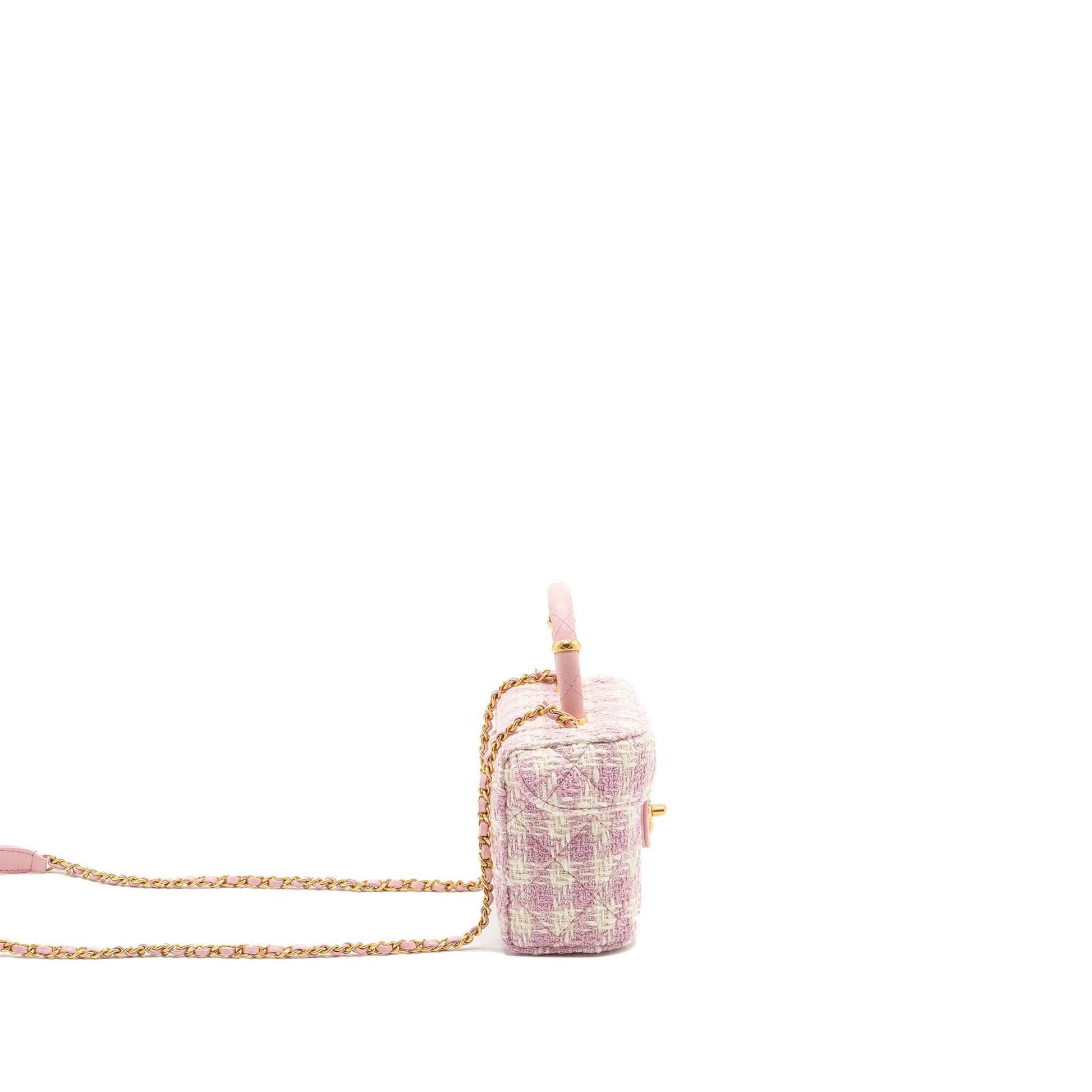 Chanel 23s Top Handle Vanity Tweed lambskin Pink Small Handbag
