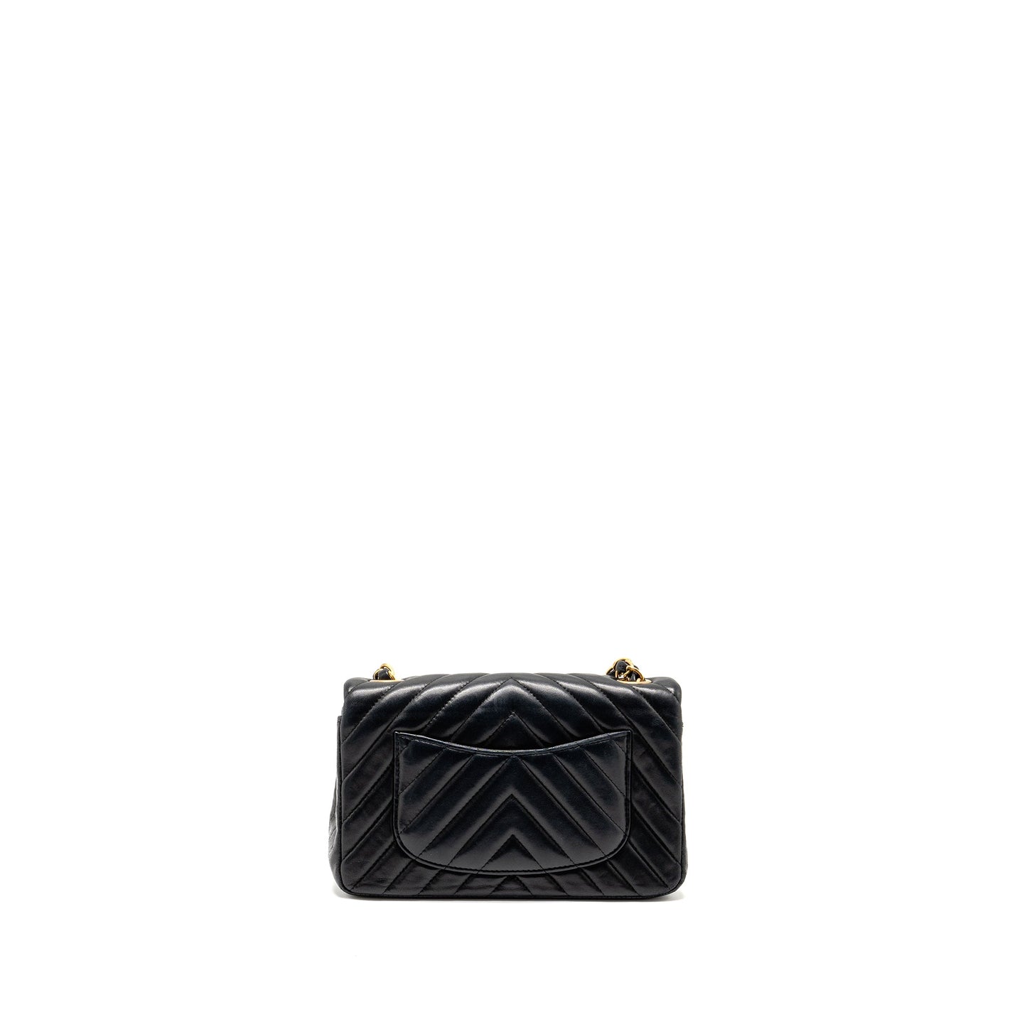 Chanel Rectangular Flap Chevron Lambskin GHW Black Shoulder Bag