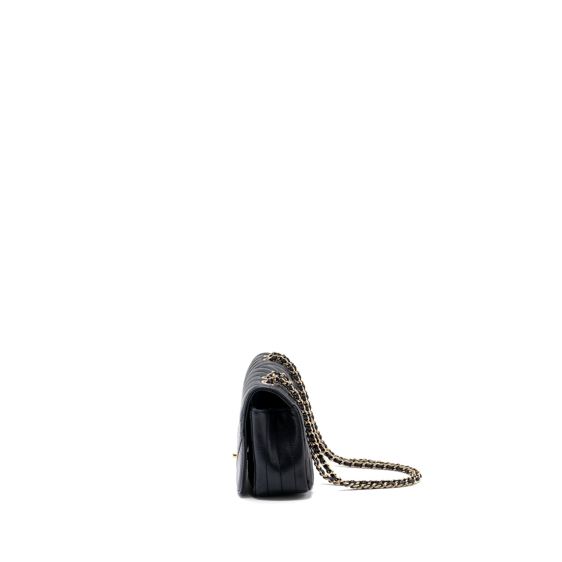 Chanel Chevron Flap Calfskin GHW Black Shoulder Bag