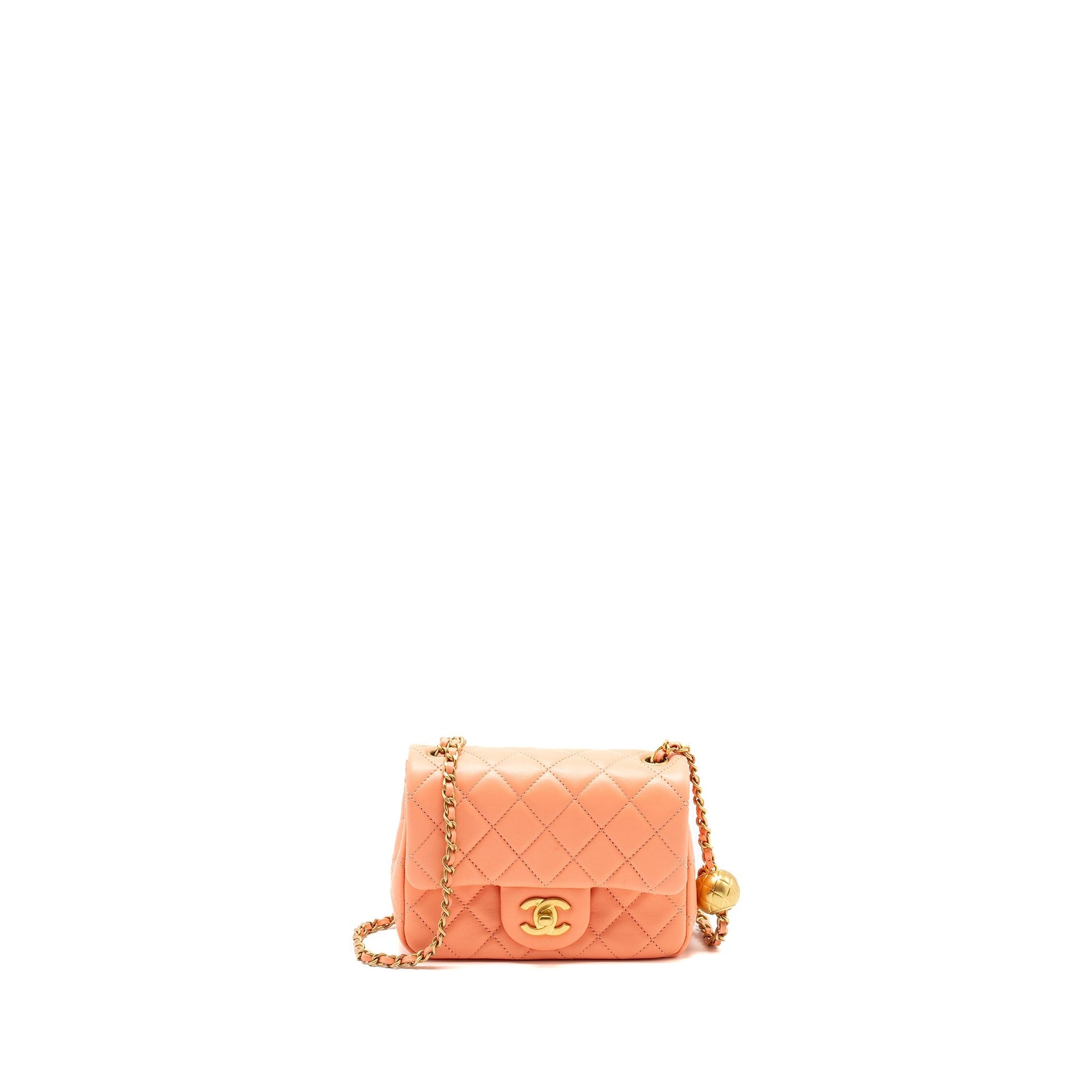 Chanel Pearl Crush Square Lambskin Coral GHW Mini Bag