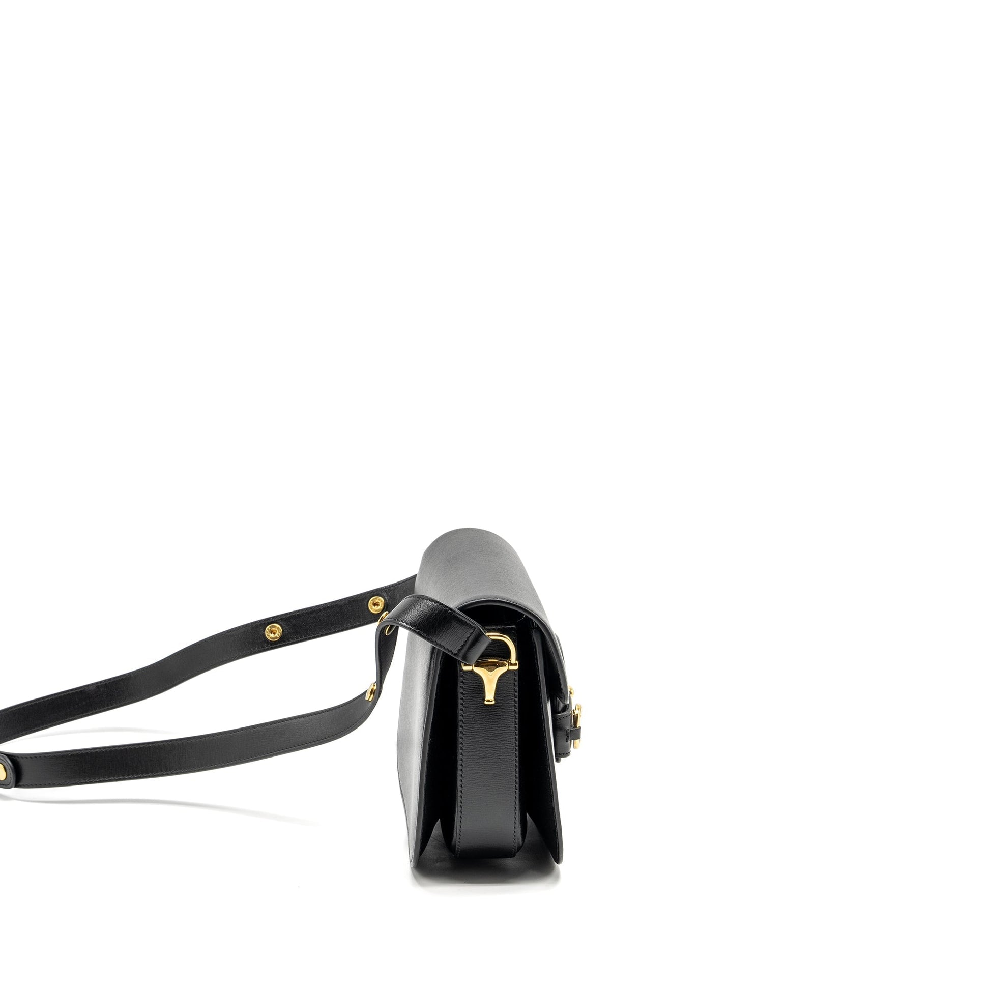 Gucci Horsebit Shoulder Bag Calfskin Black
