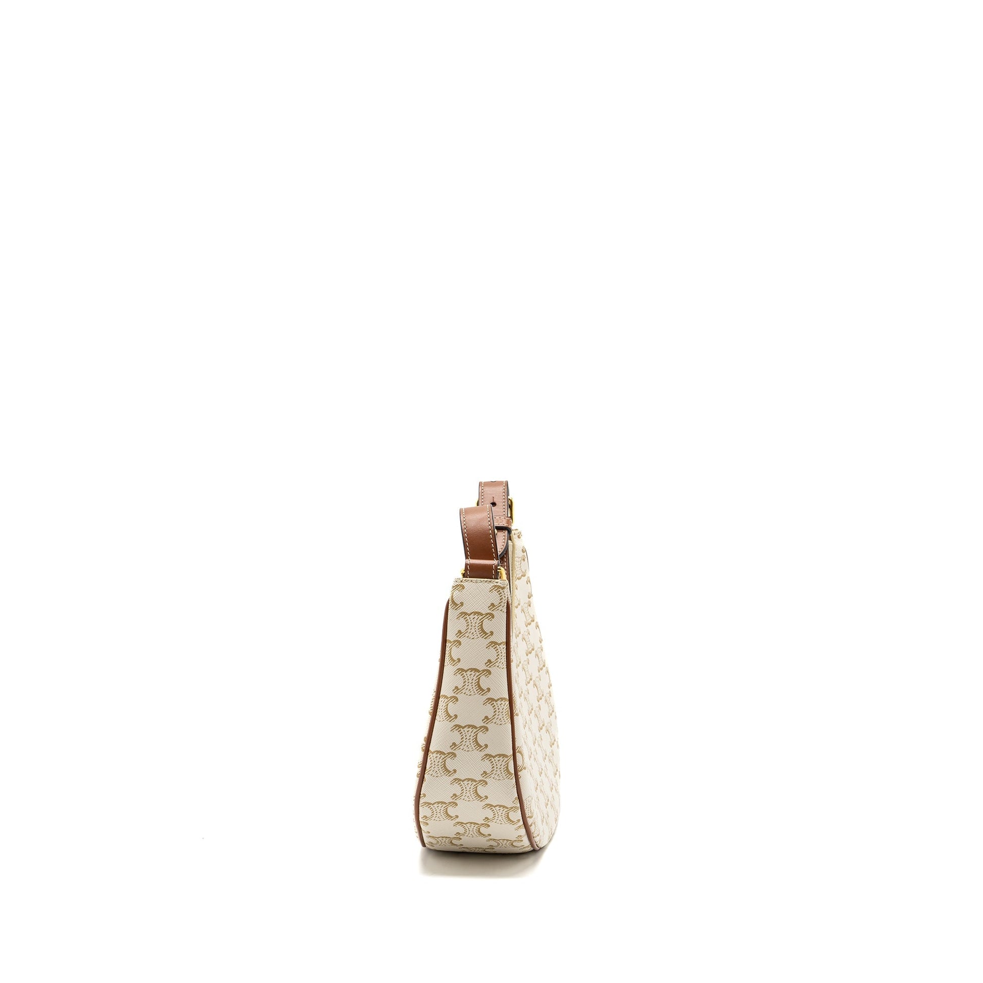 Celine Ava Purse Triomphe Calfskin Handbag Canvas White Travel Bag