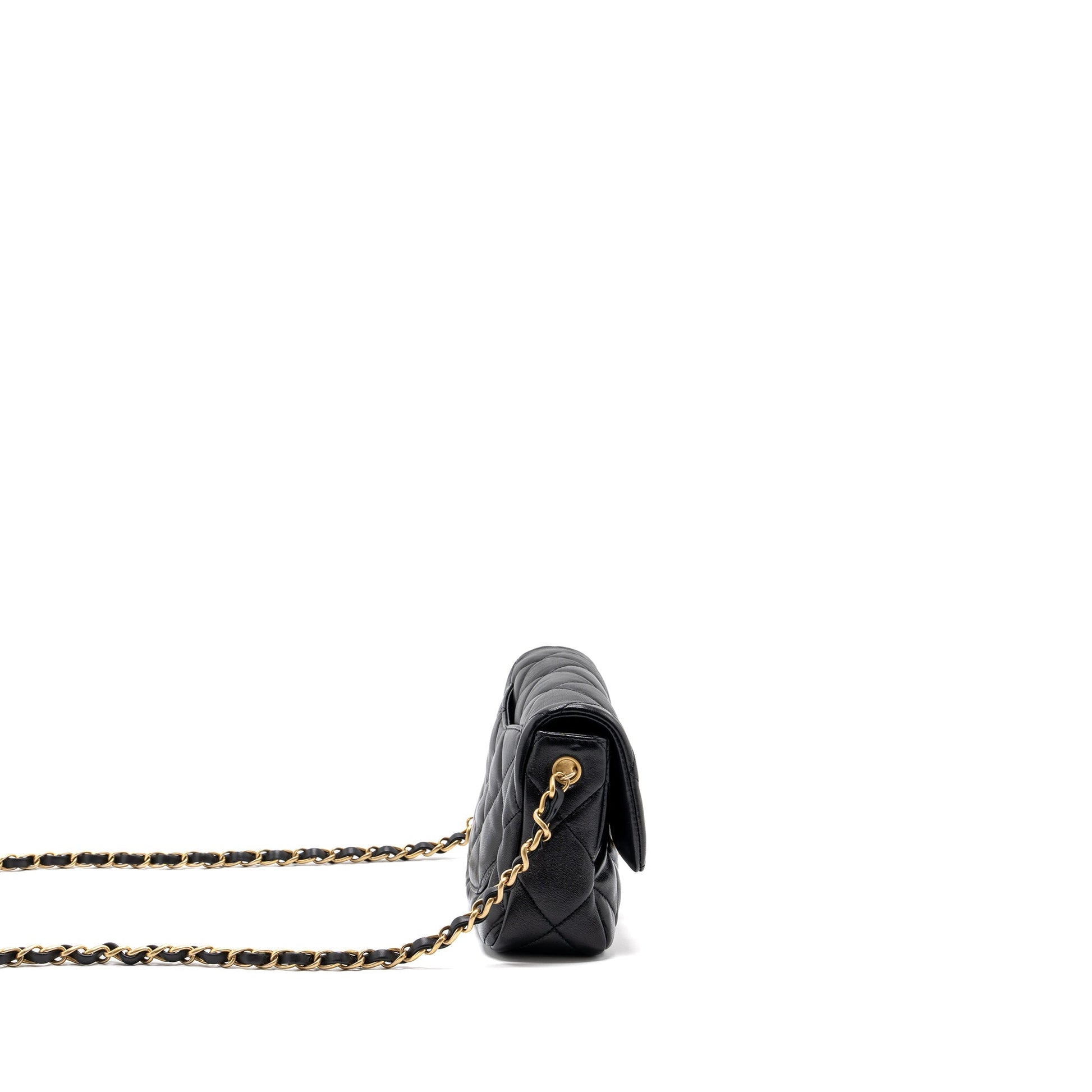 Chanel 23s Coco Love Flap Lambskin Brushed Black Shoulder Bag