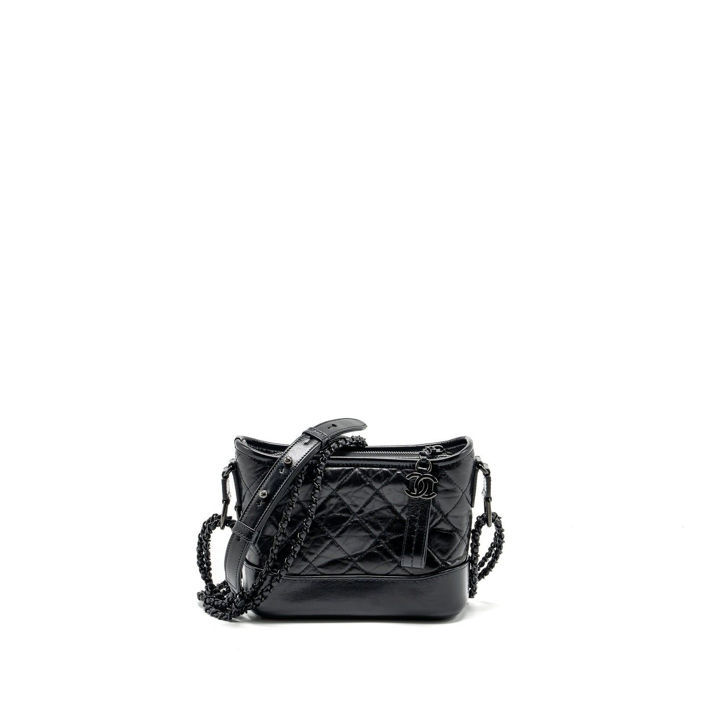 Chanel Gabrielle Hobo Aged Calfskin So Black Small Shoulder Bag