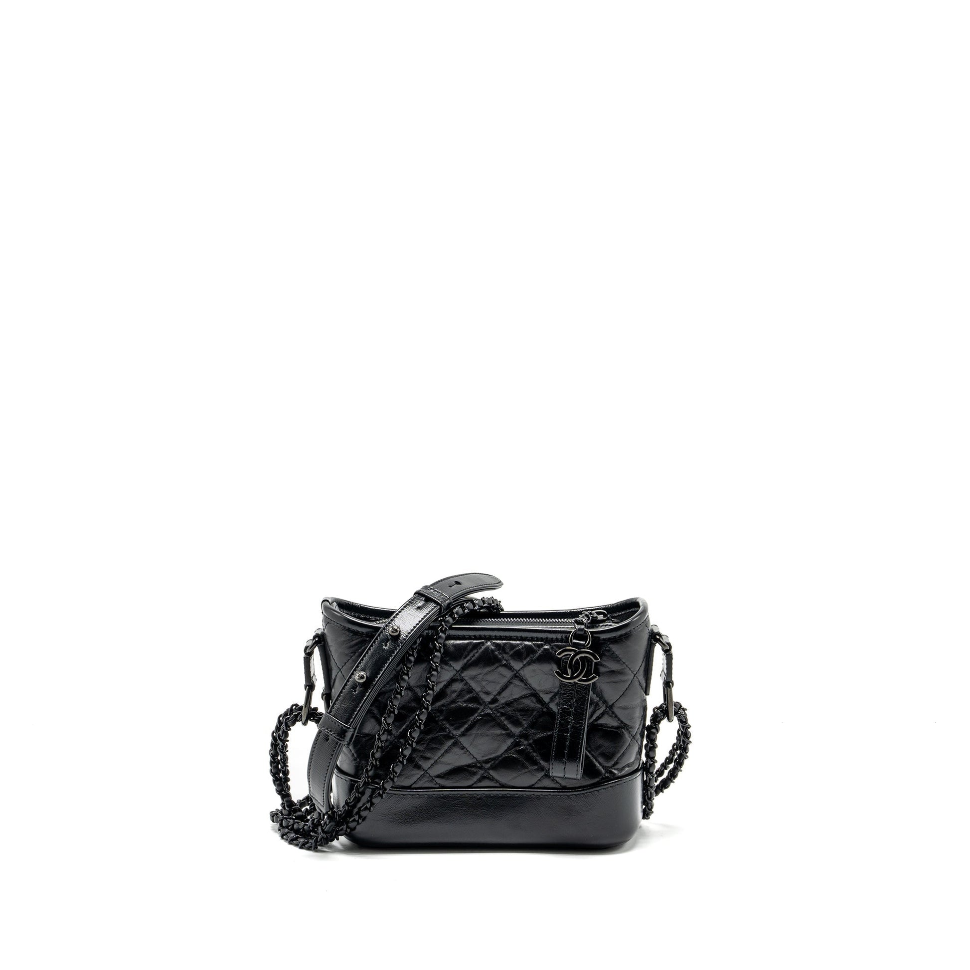 Chanel Gabrielle Hobo Aged Calfskin So Black Small Shoulder Bag