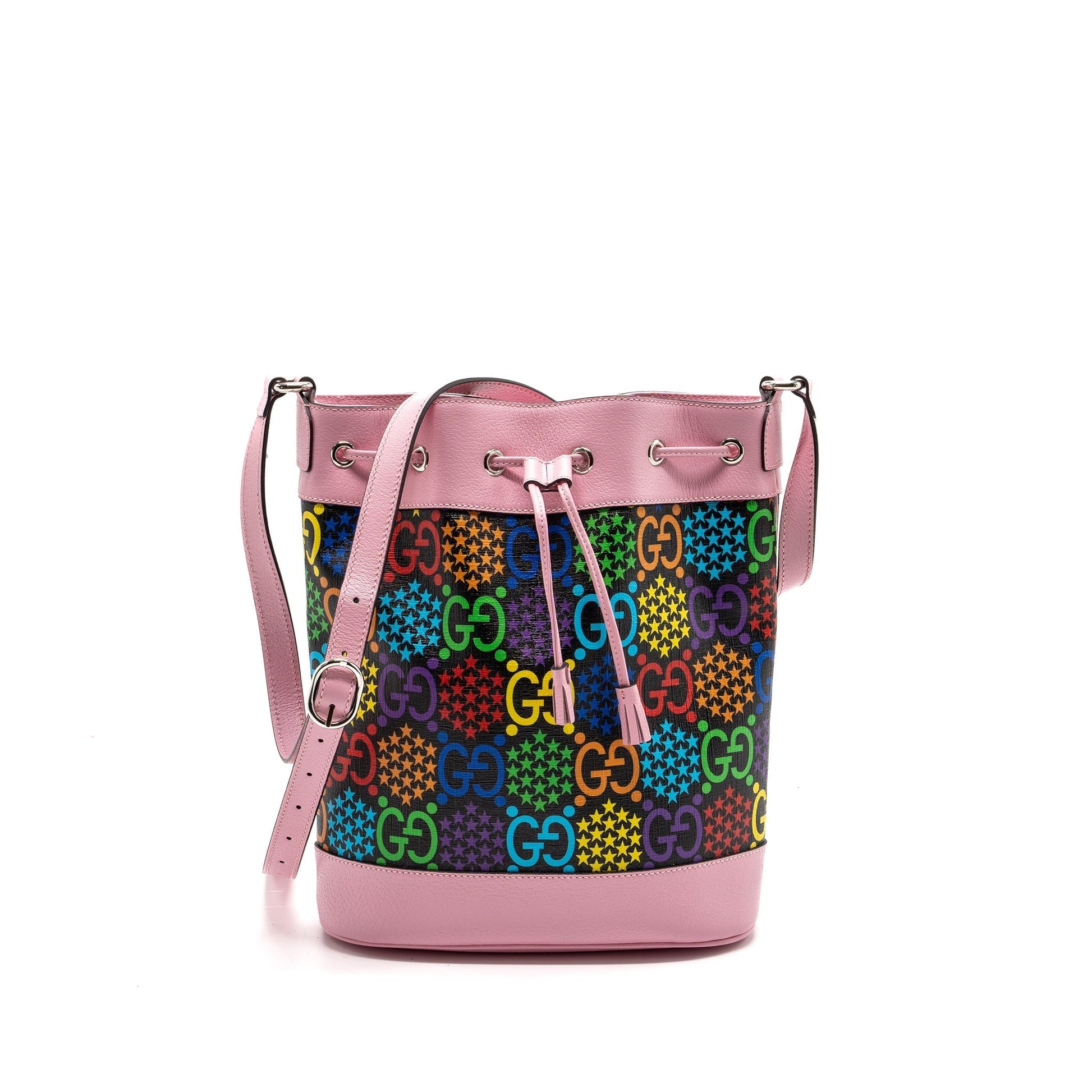 Gucci Drawstring Bucket Bag Multicolour Shw Black Pink Jewelry