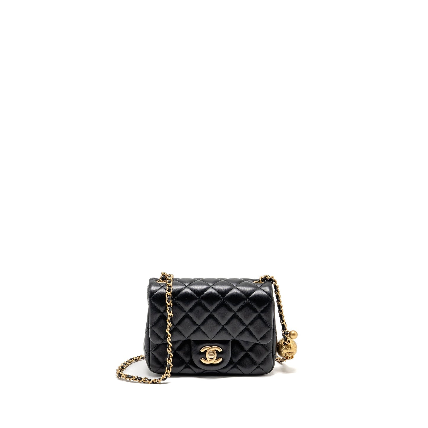 Chanel Pearl Crush Square Lambskin GHW Black Mini Bag