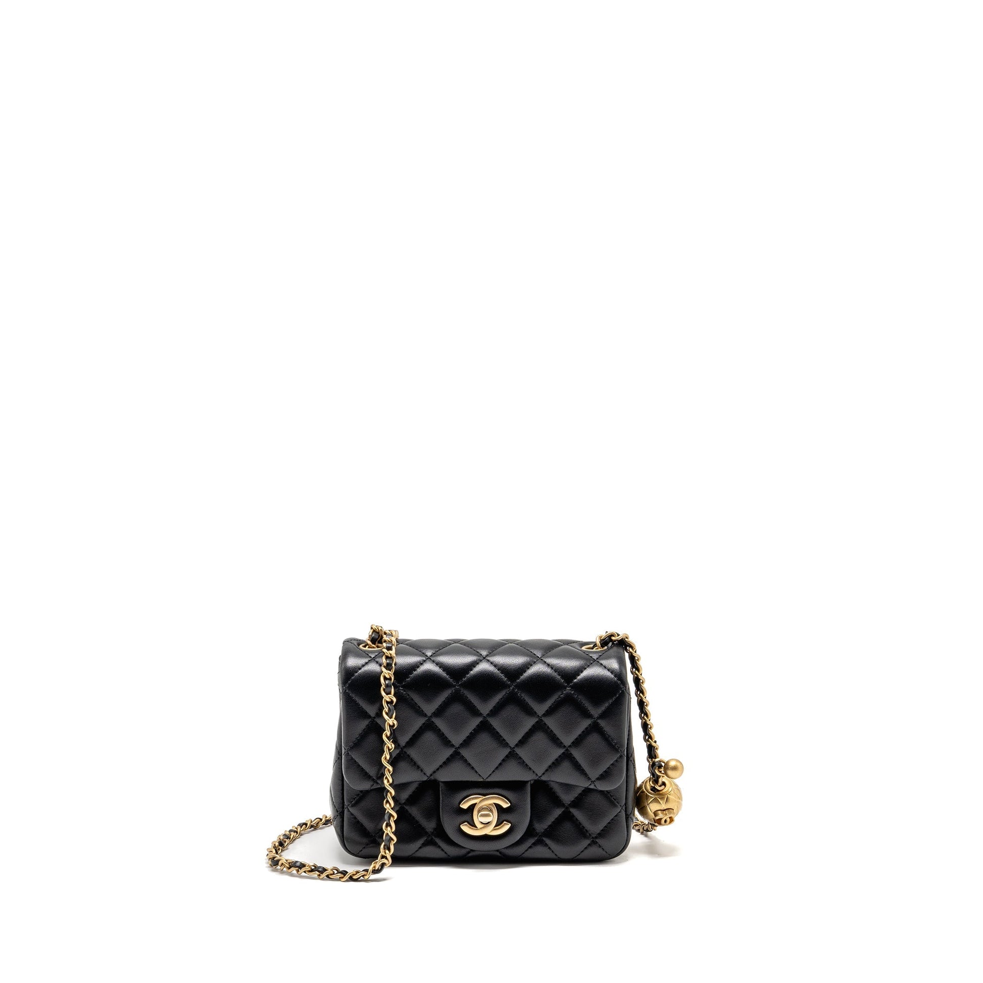 Chanel Pearl Crush Square Lambskin GHW Black Mini Bag
