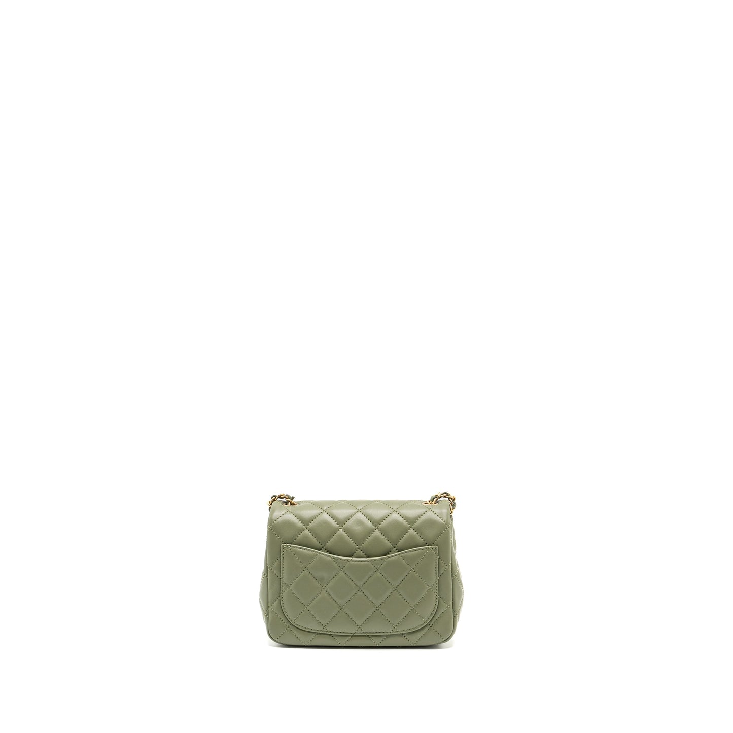Chanel pearl crush square flap lambskin GHW Green Shoulder Bag