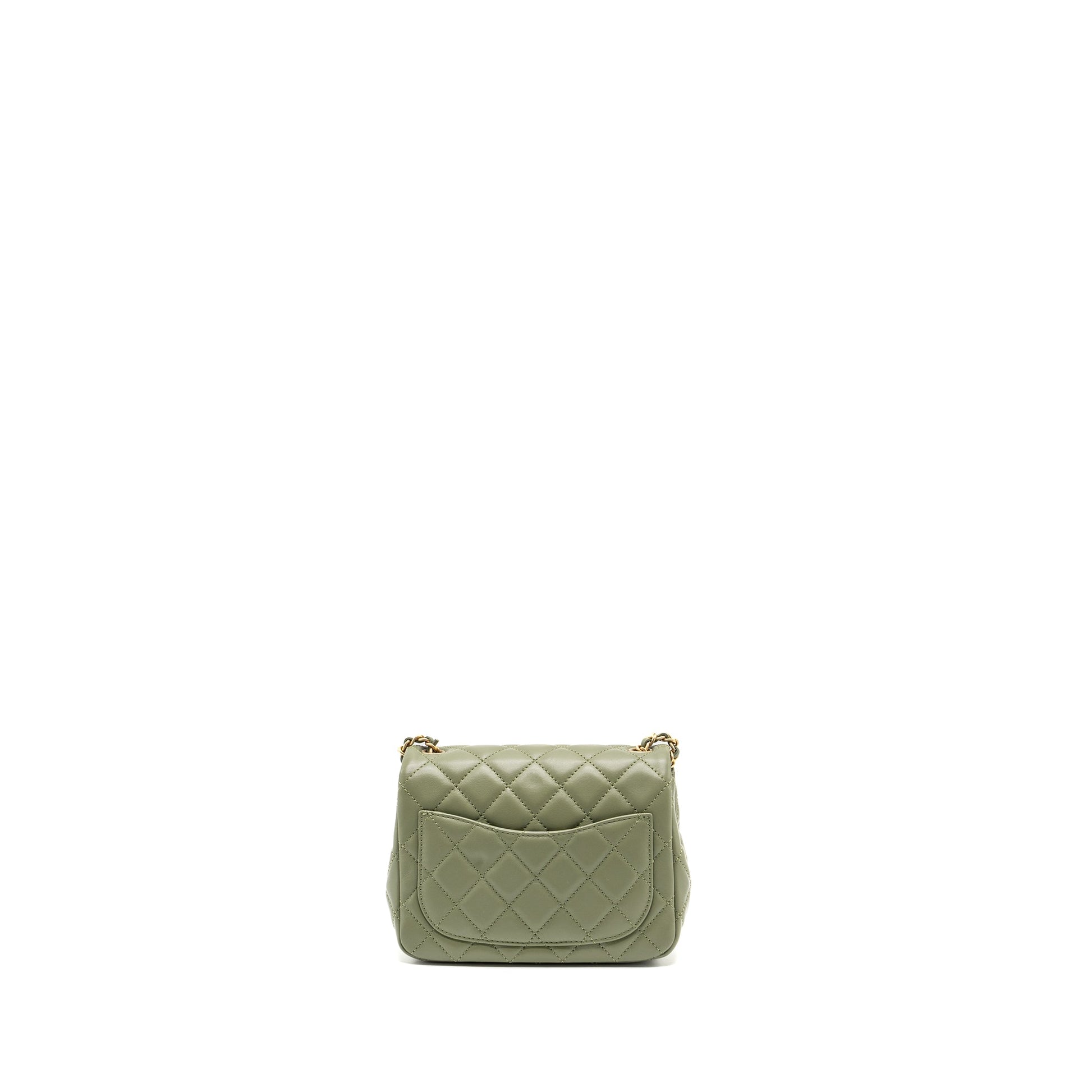 Chanel pearl crush square flap lambskin GHW Green Shoulder Bag