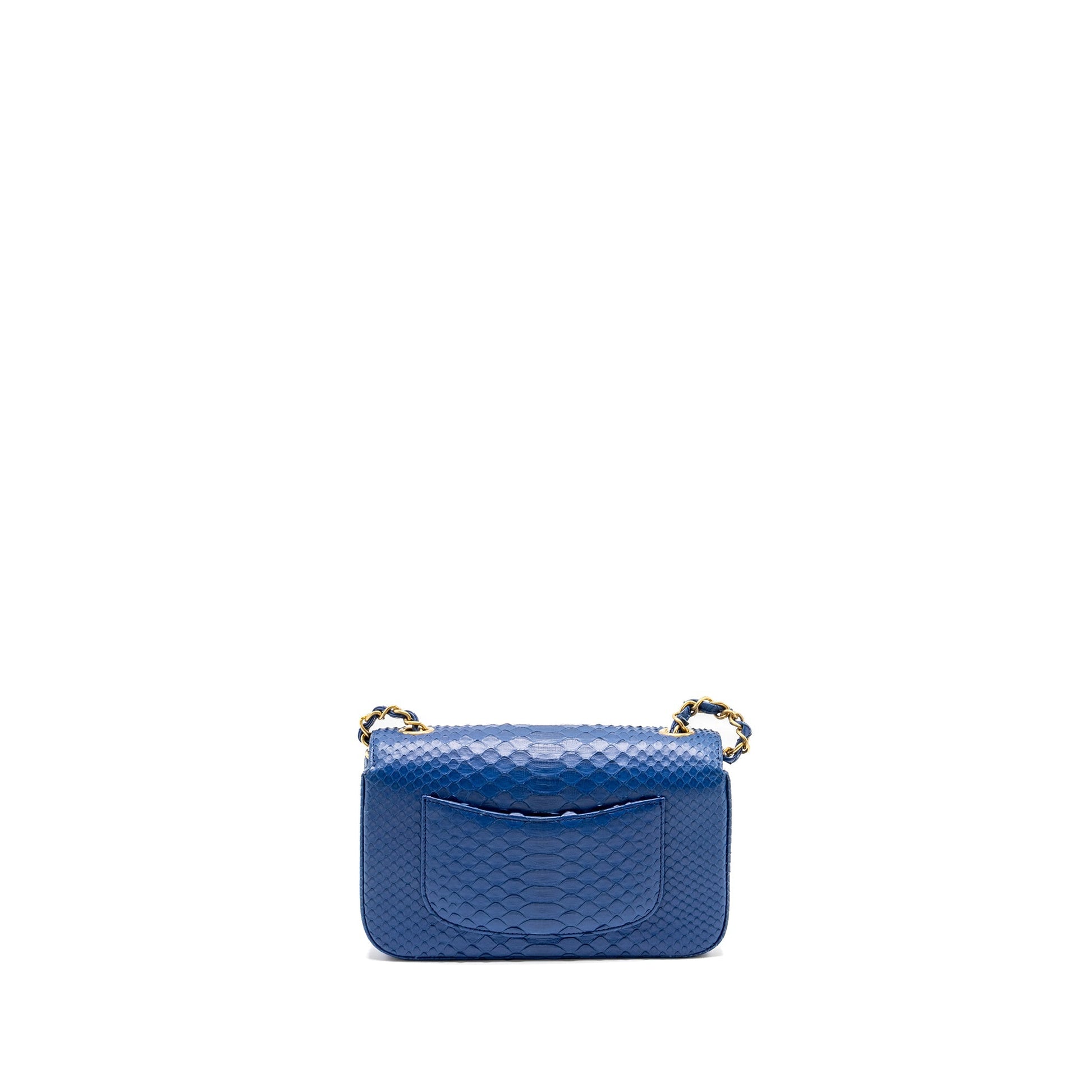 Chanel Rectangular Flap Python GHW Blue Shoulder Bag