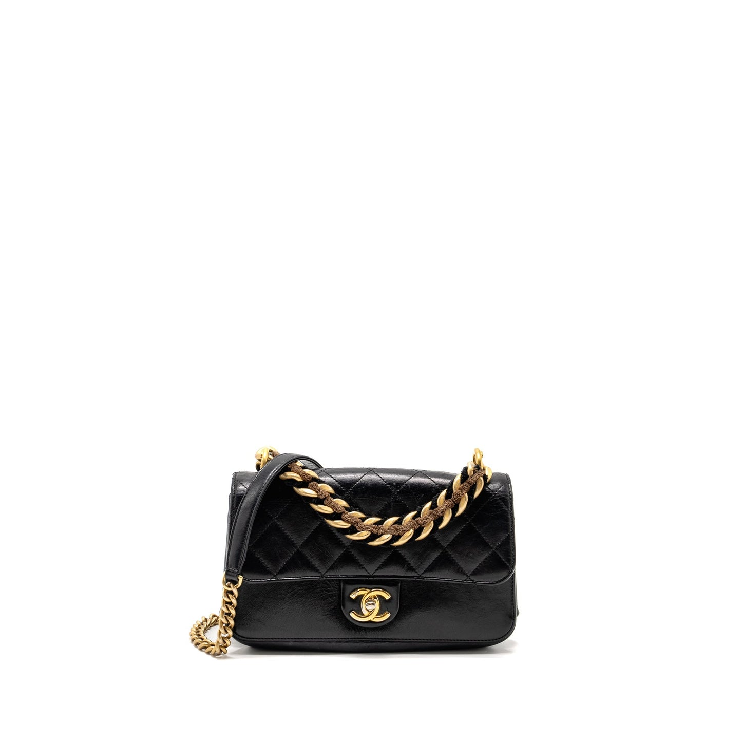 Chanel Quilted Flap Giant Handle Calfskin GHW Black Shoulder Bag