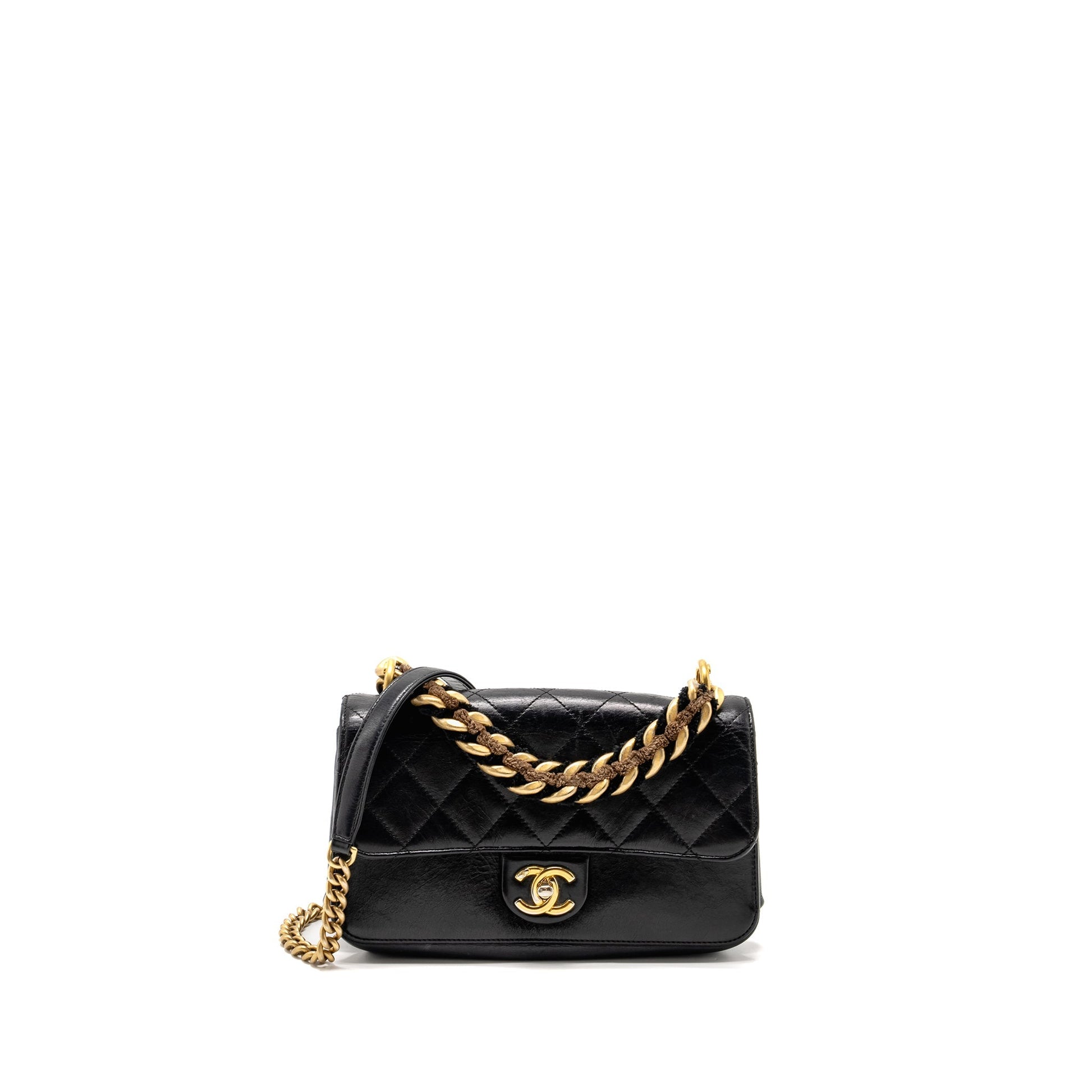 Chanel Quilted Flap Giant Handle Calfskin GHW Black Shoulder Bag