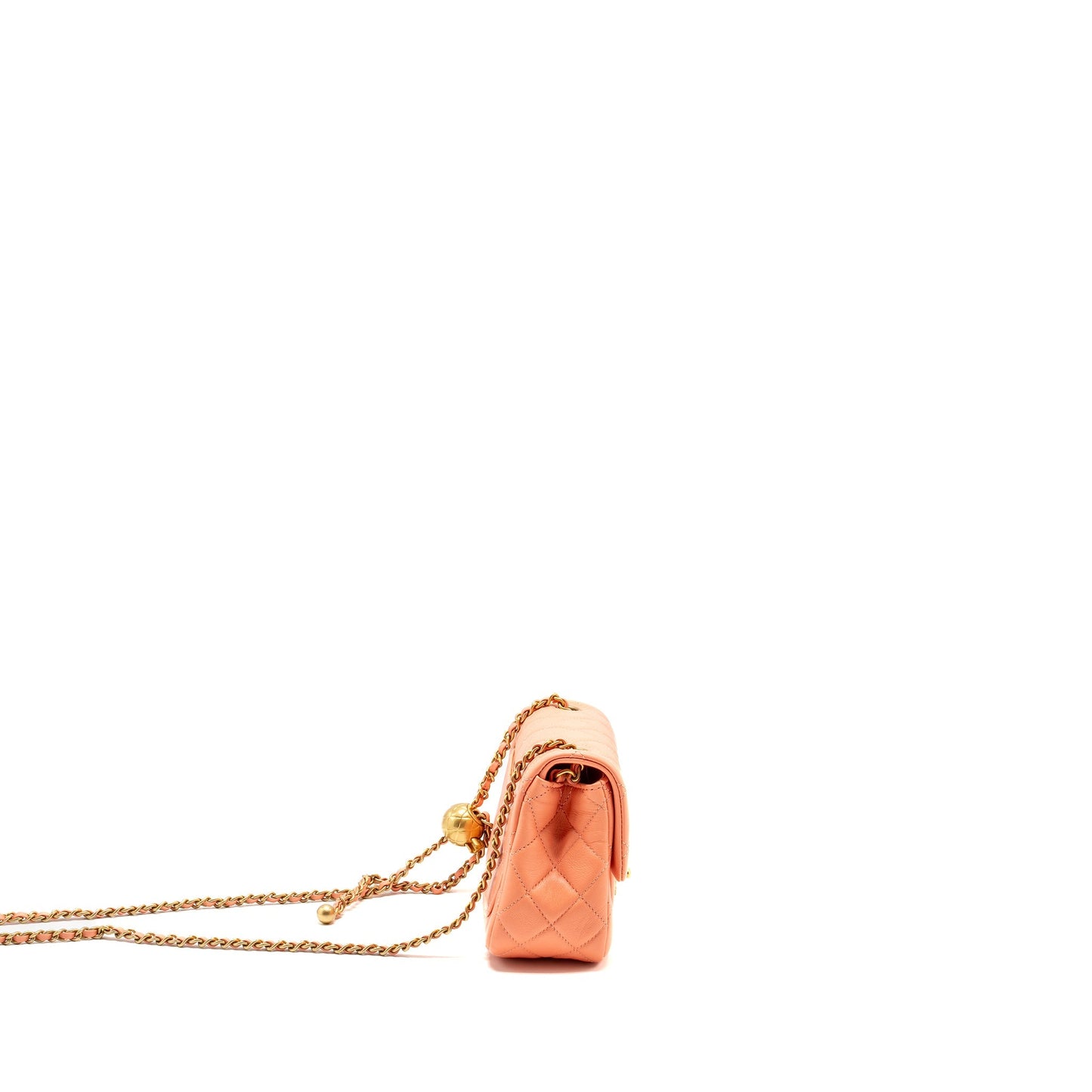 Chanel Pearl Crush Square Lambskin Coral GHW Mini Bag