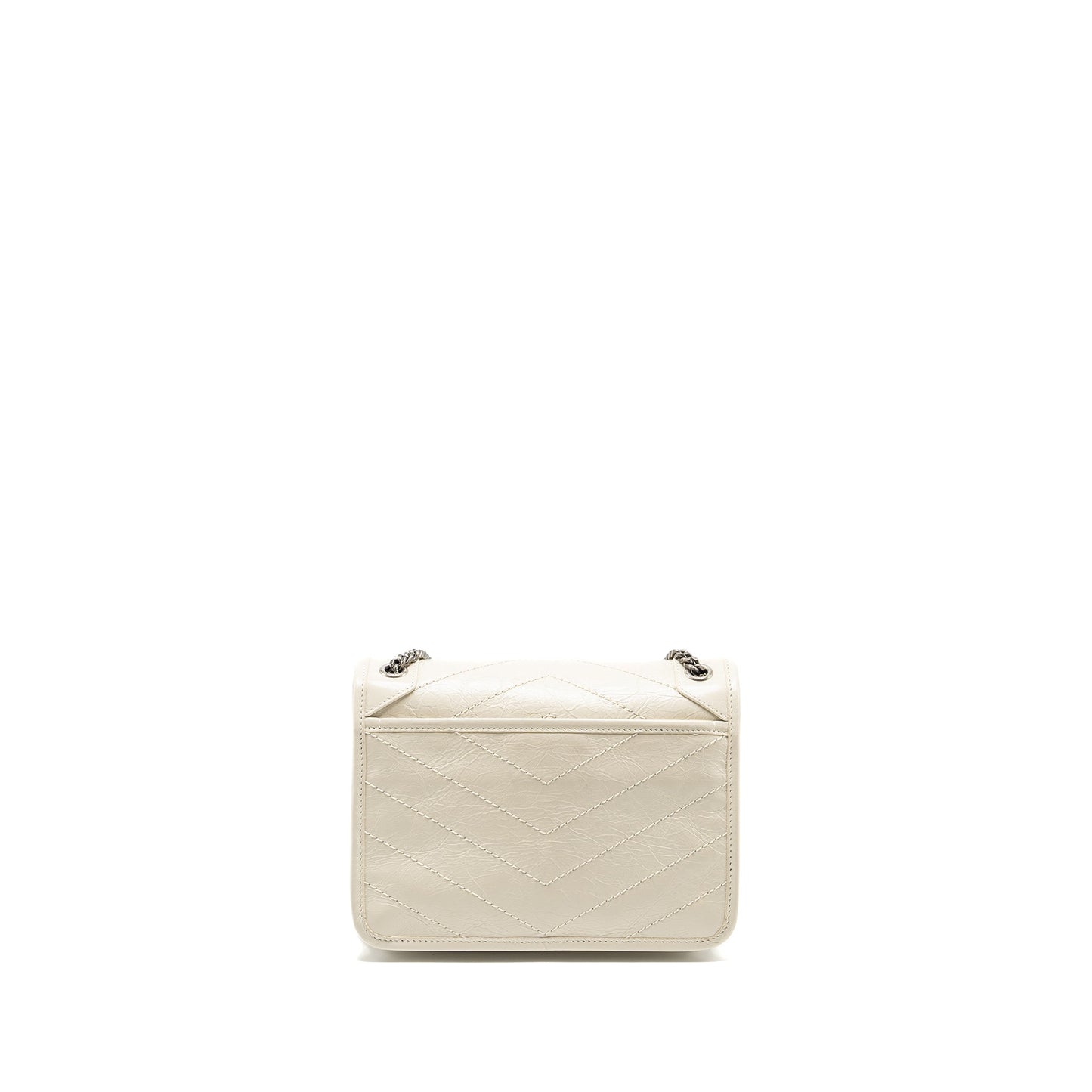 YSL Saint Laurent Niki Purse Calfskin White Baby Flap Travel Bag