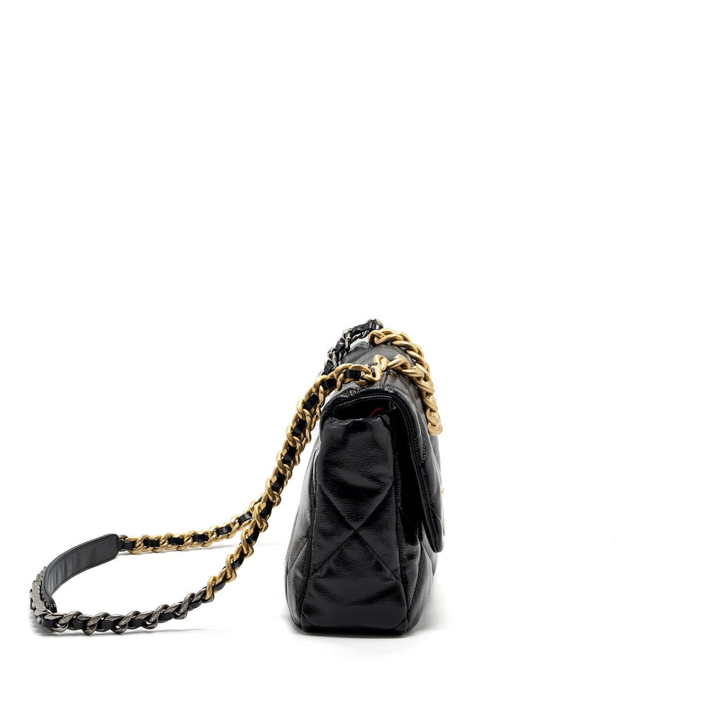 Chanel 19 shiny calfskin hardware Multicolor Multicolour Black Handbag
