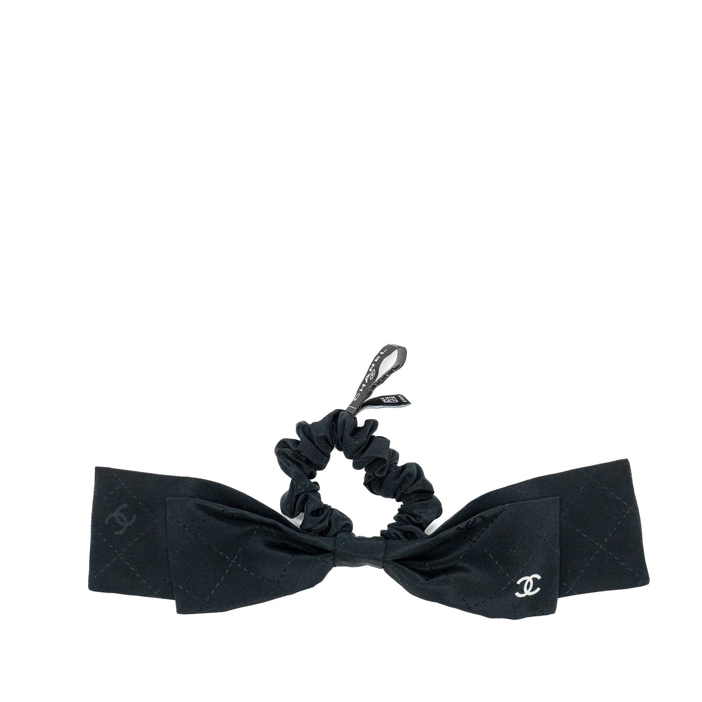 Chanel CC Logo Hair Tie Silk Black Handbag