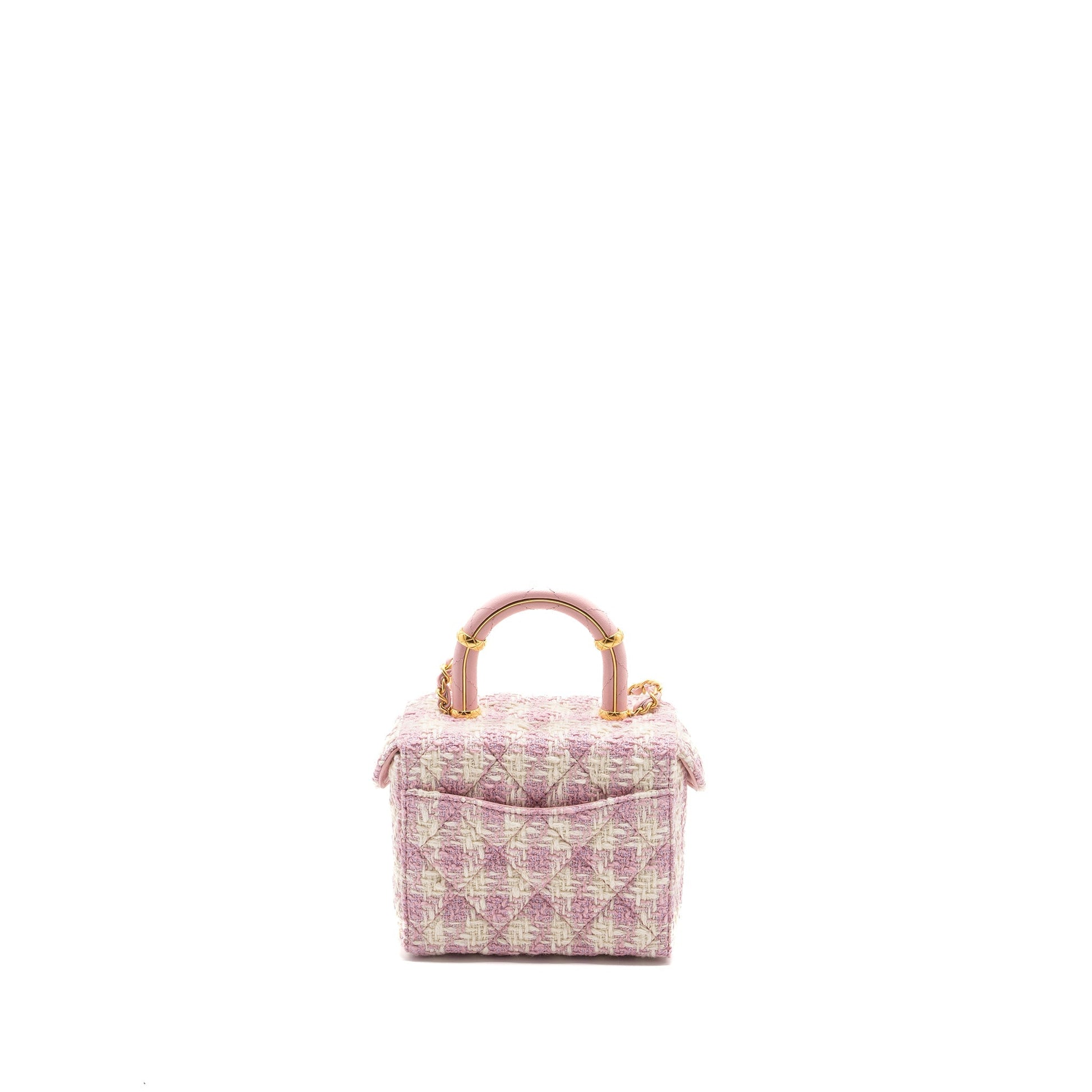 Chanel 23s Top Handle Vanity Tweed lambskin Pink Small Handbag