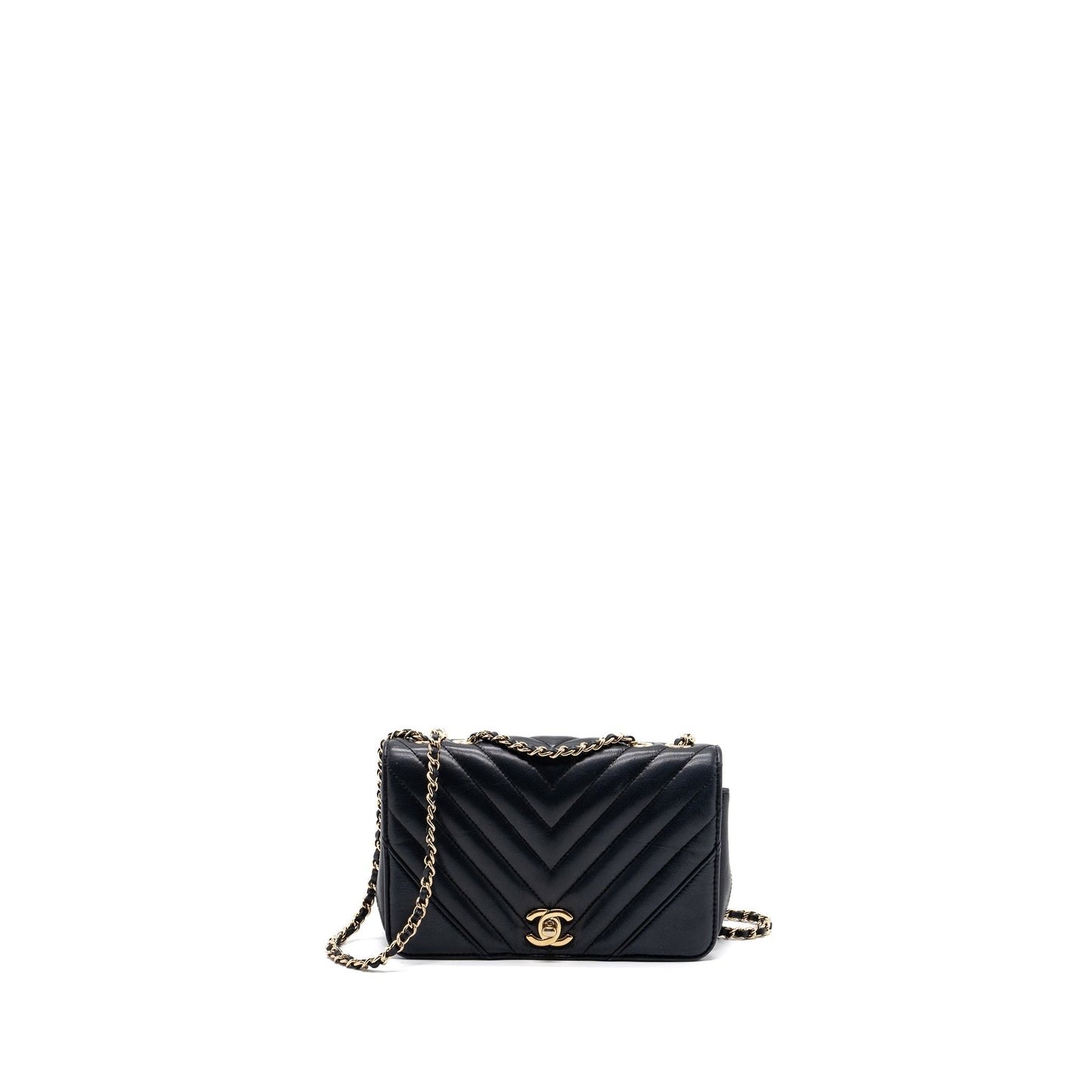 Chanel Chevron Flap Calfskin GHW Black Shoulder Bag