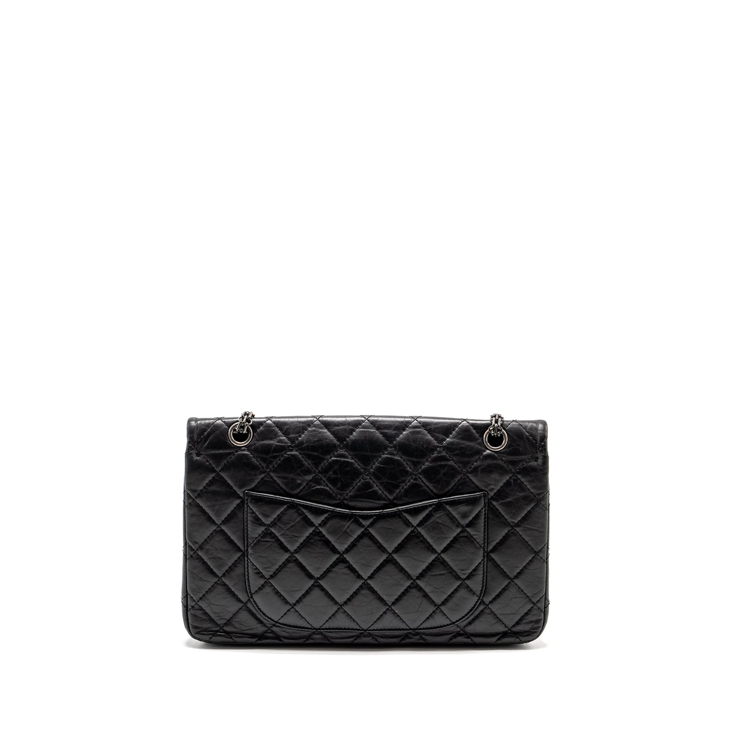 Chanel 2.55 227 Reissue Flap Aged Calfskin Black Shoulder Bag Ruthenium Hardware