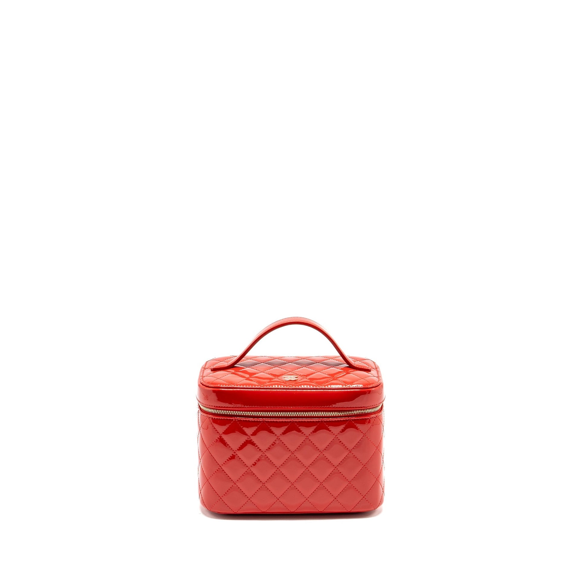 Chanel Vanity Patent GHW Red Handbag