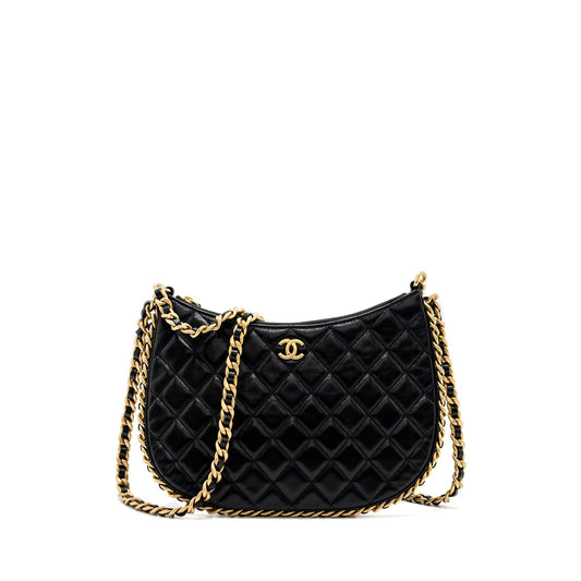 Chanel moon hobo goatskin brushed GHW microchip Black Crossbody Bag