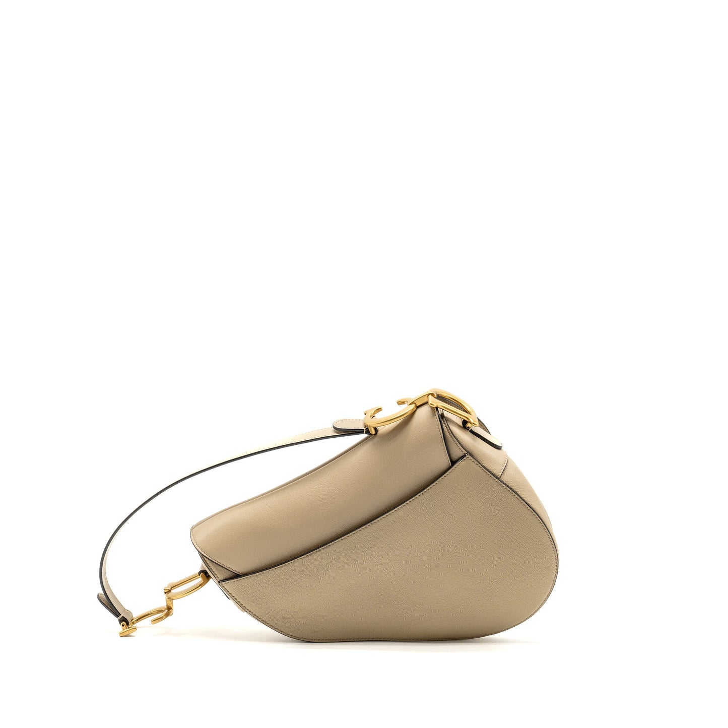 Dior Saddle Purse Goatskin Handbag Beige Medium Travel Bag