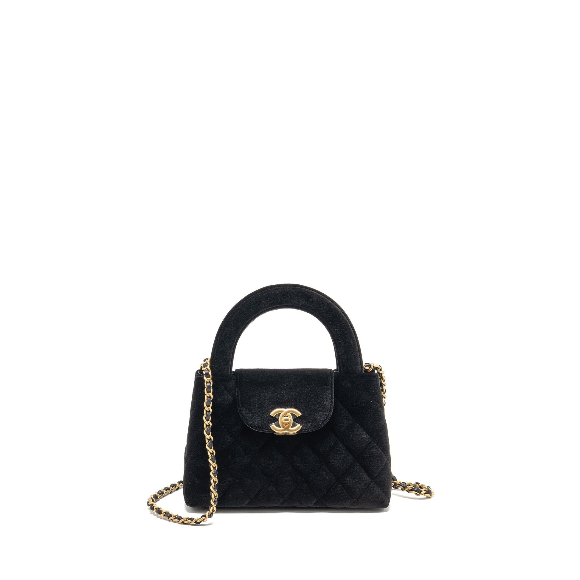Chanel Kelly Shopping Velvet GHW microchip Black Tote Bag