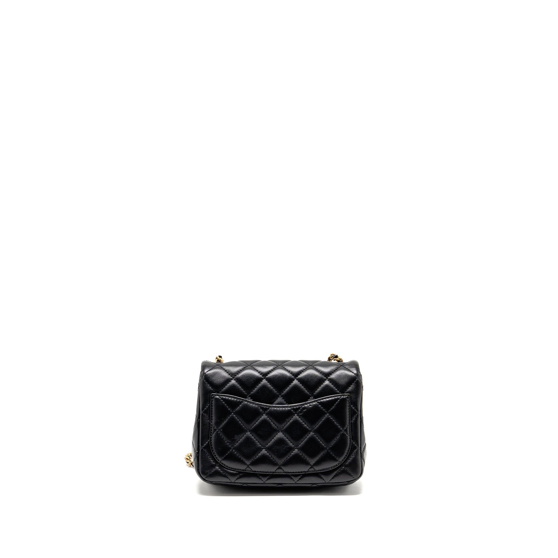 Chanel Pearl Crush Square Lambskin GHW Black Mini Bag