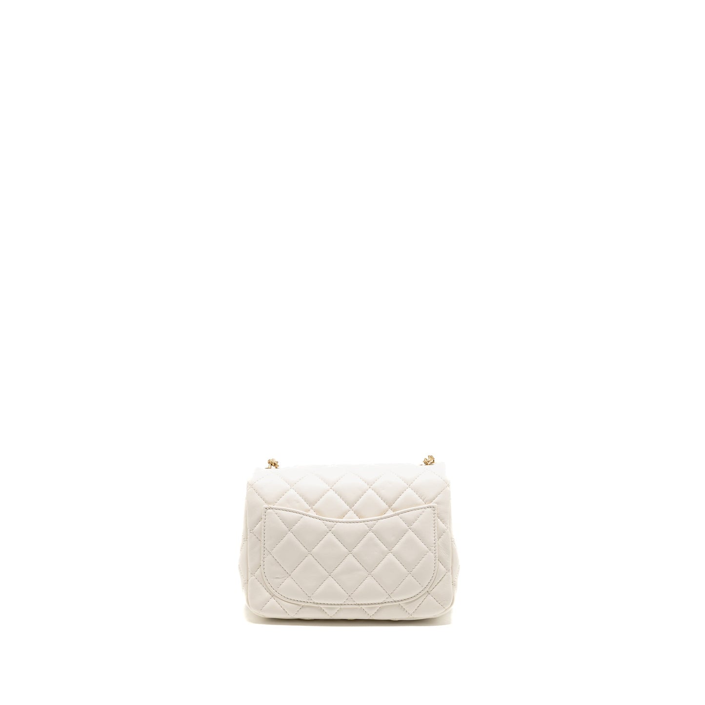 Chanel Pearl Crush Square Flap Lambskin GHW White Shoulder Bag 3